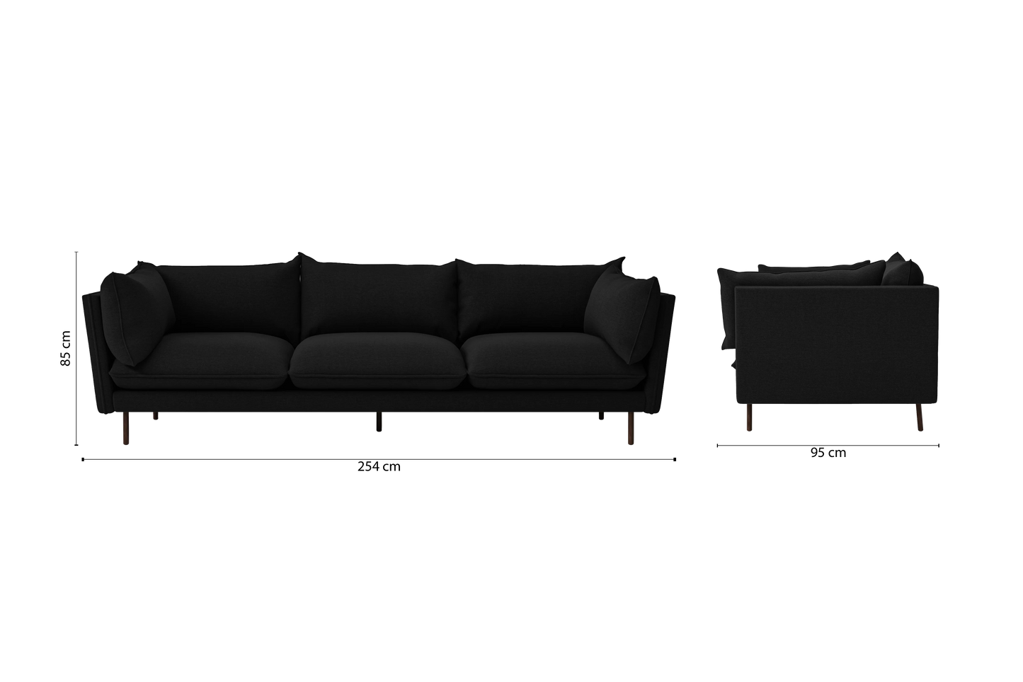 Pistoia 4 Seater Sofa Black Linen Fabric