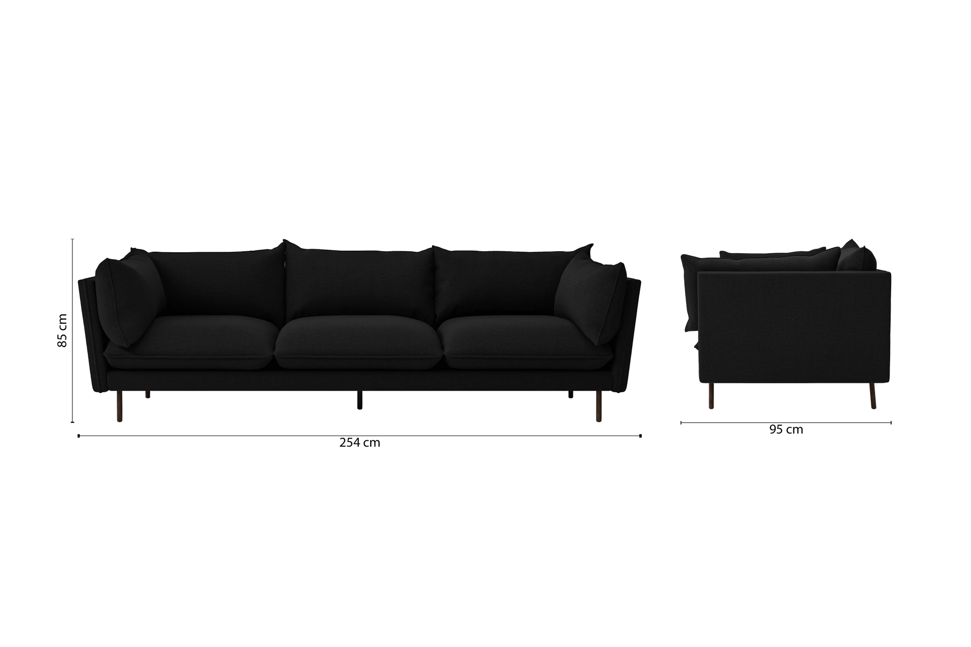 Pistoia 4 Seater Sofa Black Linen Fabric