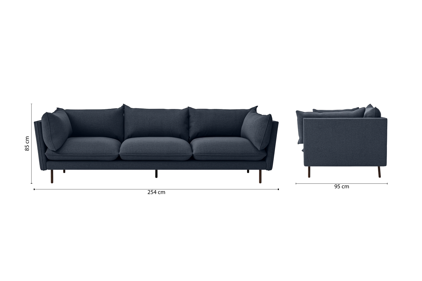 Pistoia 4 Seater Sofa Dark Blue Linen Fabric