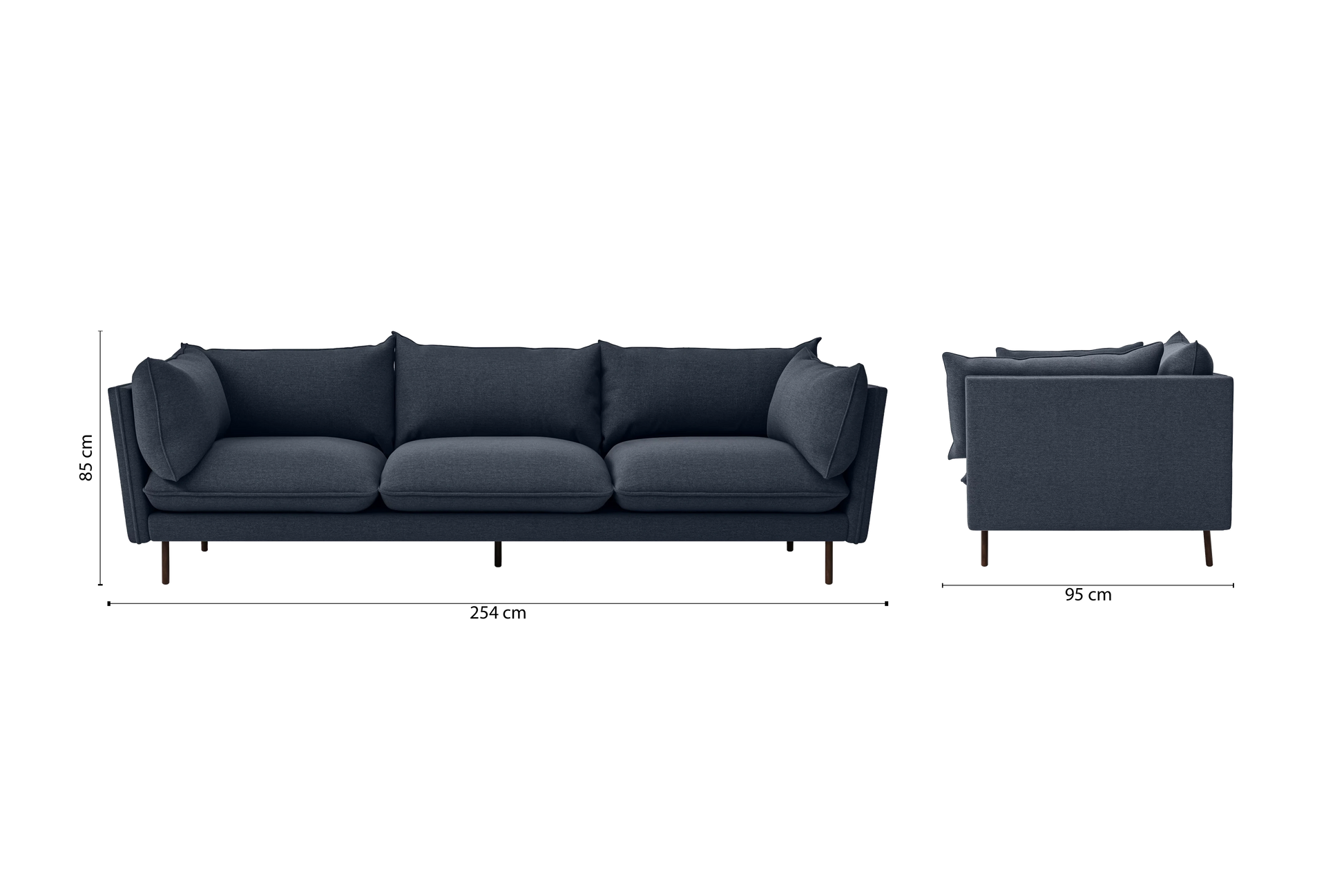 Pistoia 4 Seater Sofa Dark Blue Linen Fabric