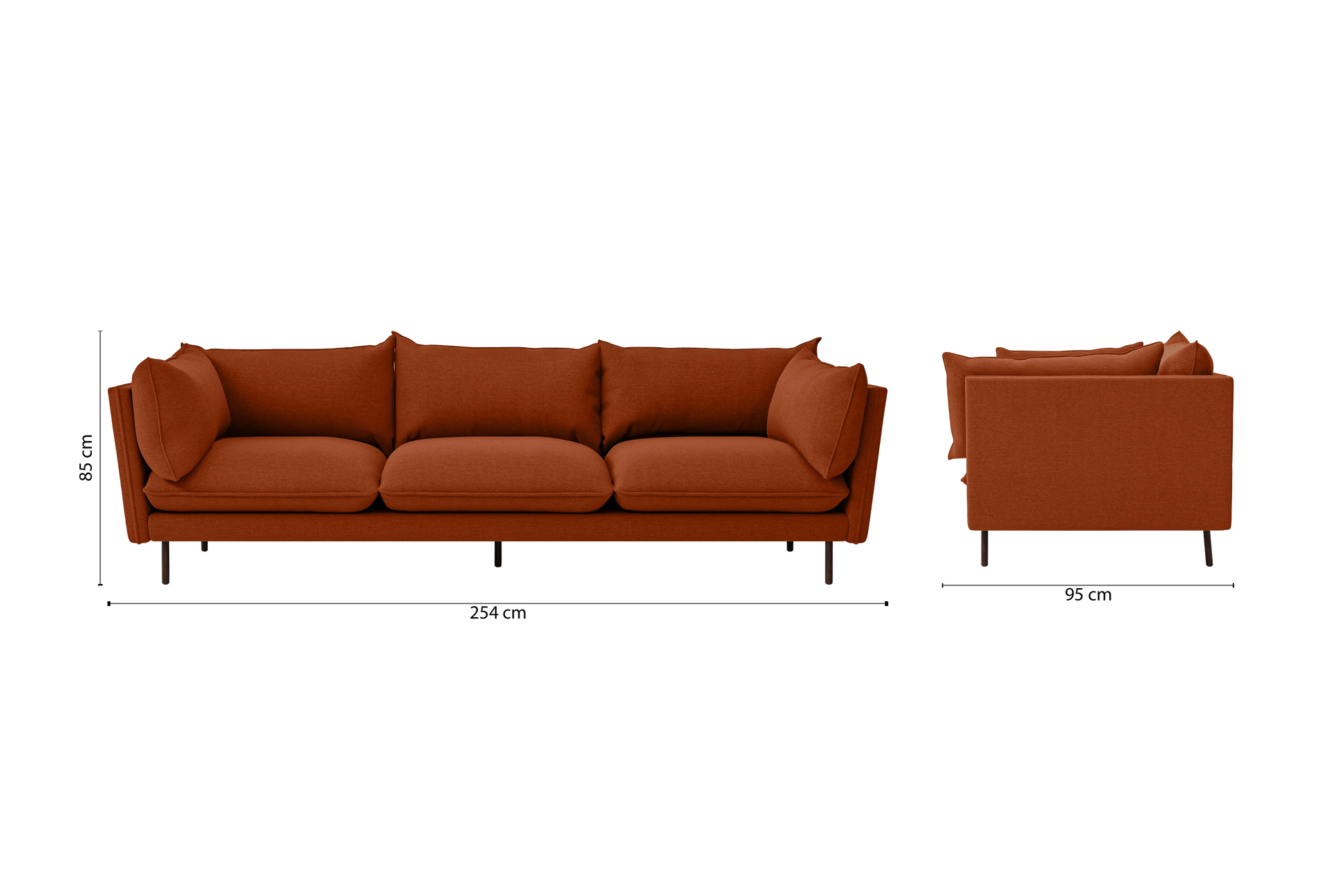 Pistoia 4 Seater Sofa Orange Linen Fabric