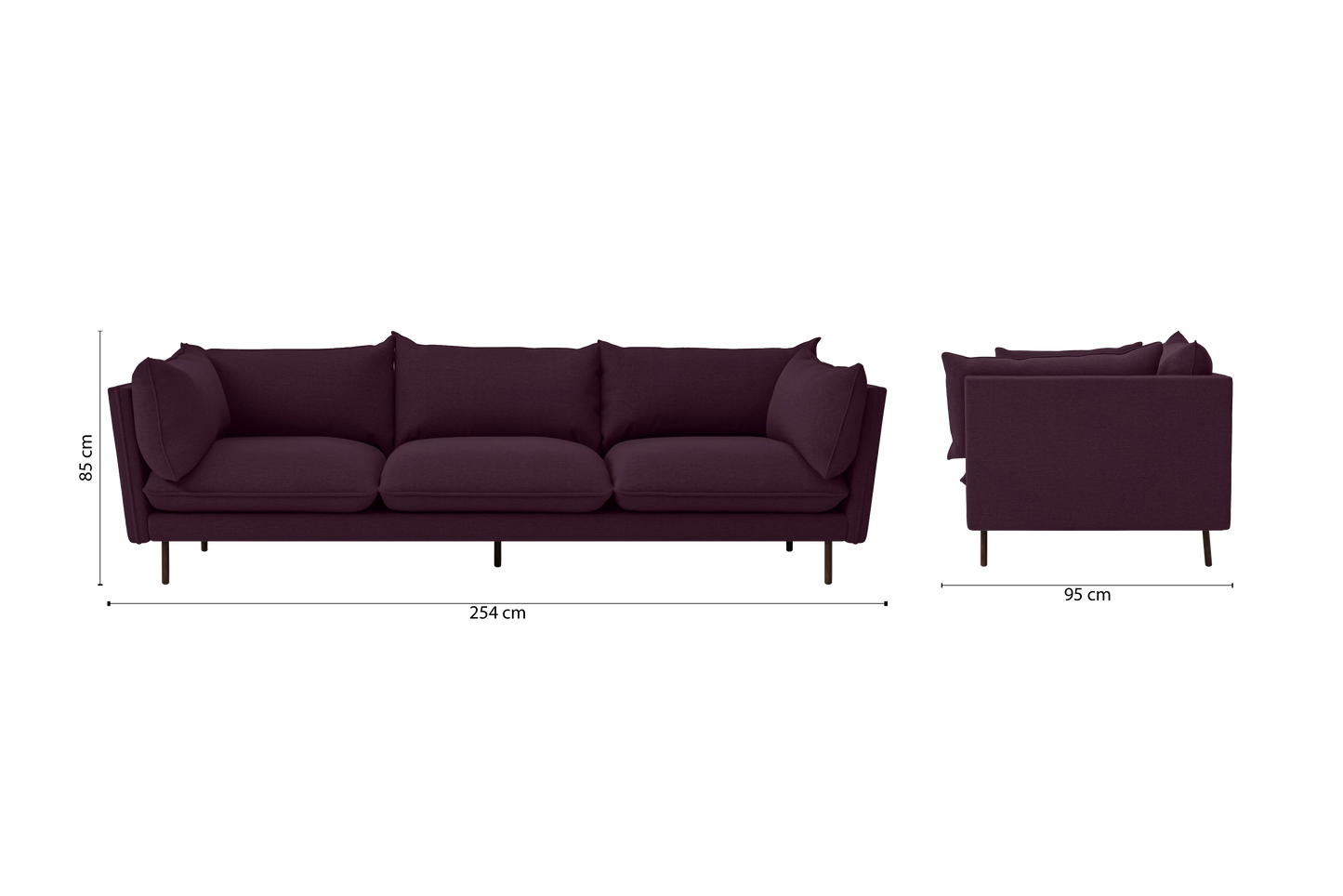 Pistoia 4 Seater Sofa Purple Linen Fabric