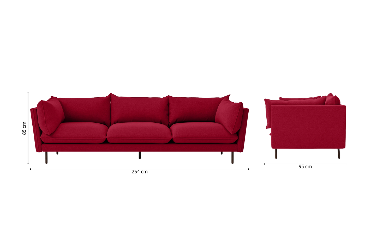 Pistoia 4 Seater Sofa Red Linen Fabric