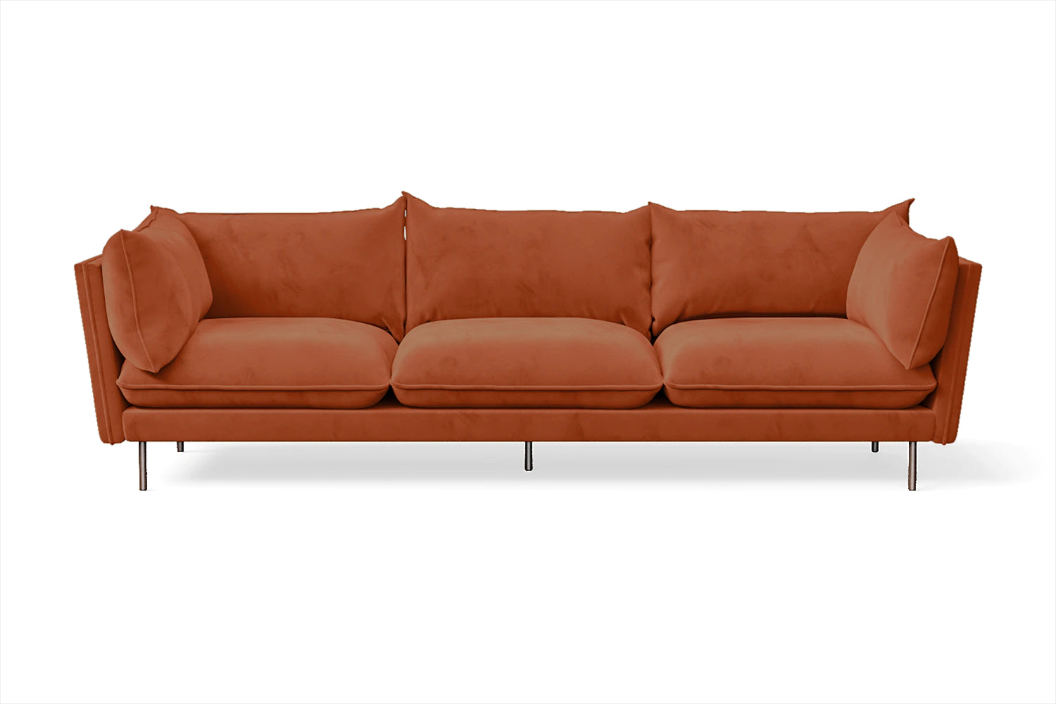 Pistoia 4 Seater Sofa Orange Velvet