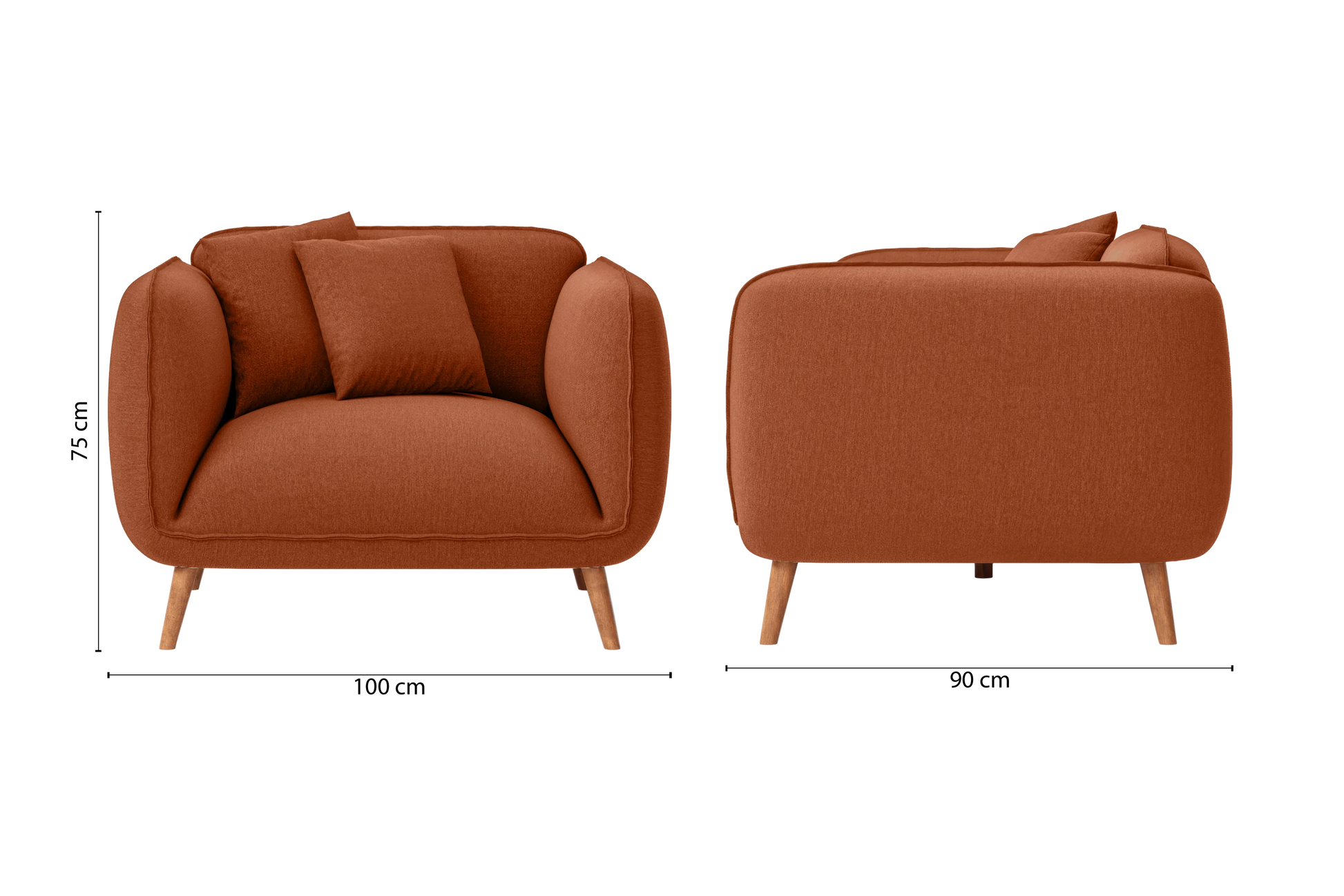 Pomezia Armchair Orange Linen Fabric