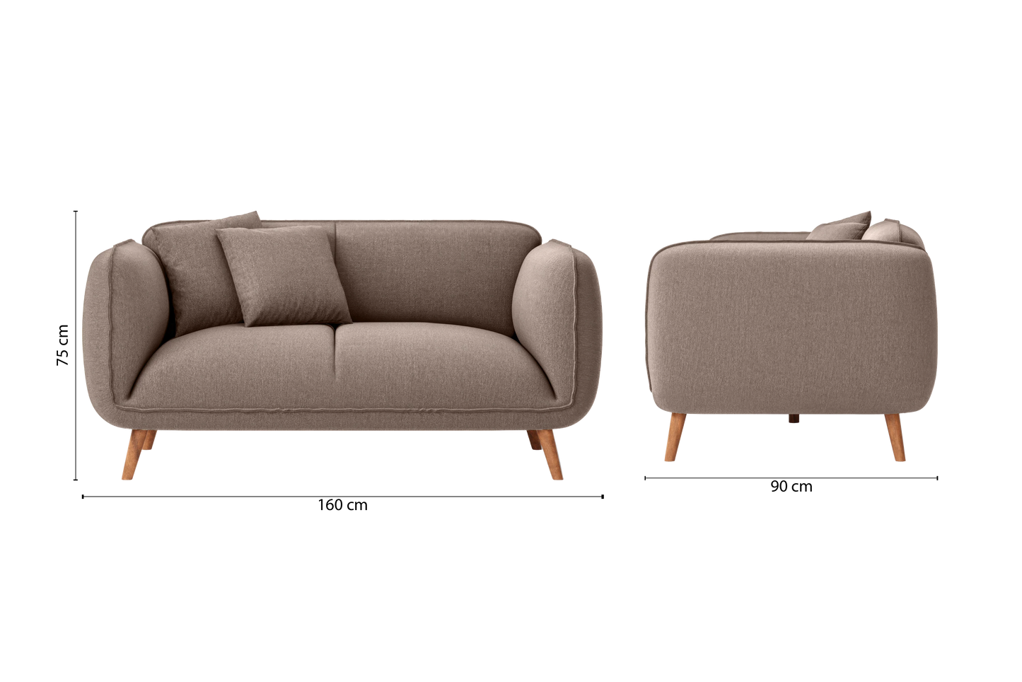 Pomezia 2 Seater Sofa Caramel Linen Fabric