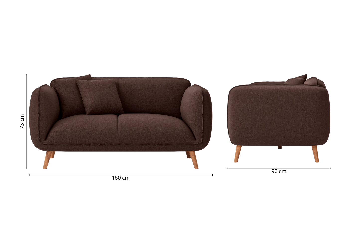 Pomezia 2 Seater Sofa Coffee Brown Linen Fabric