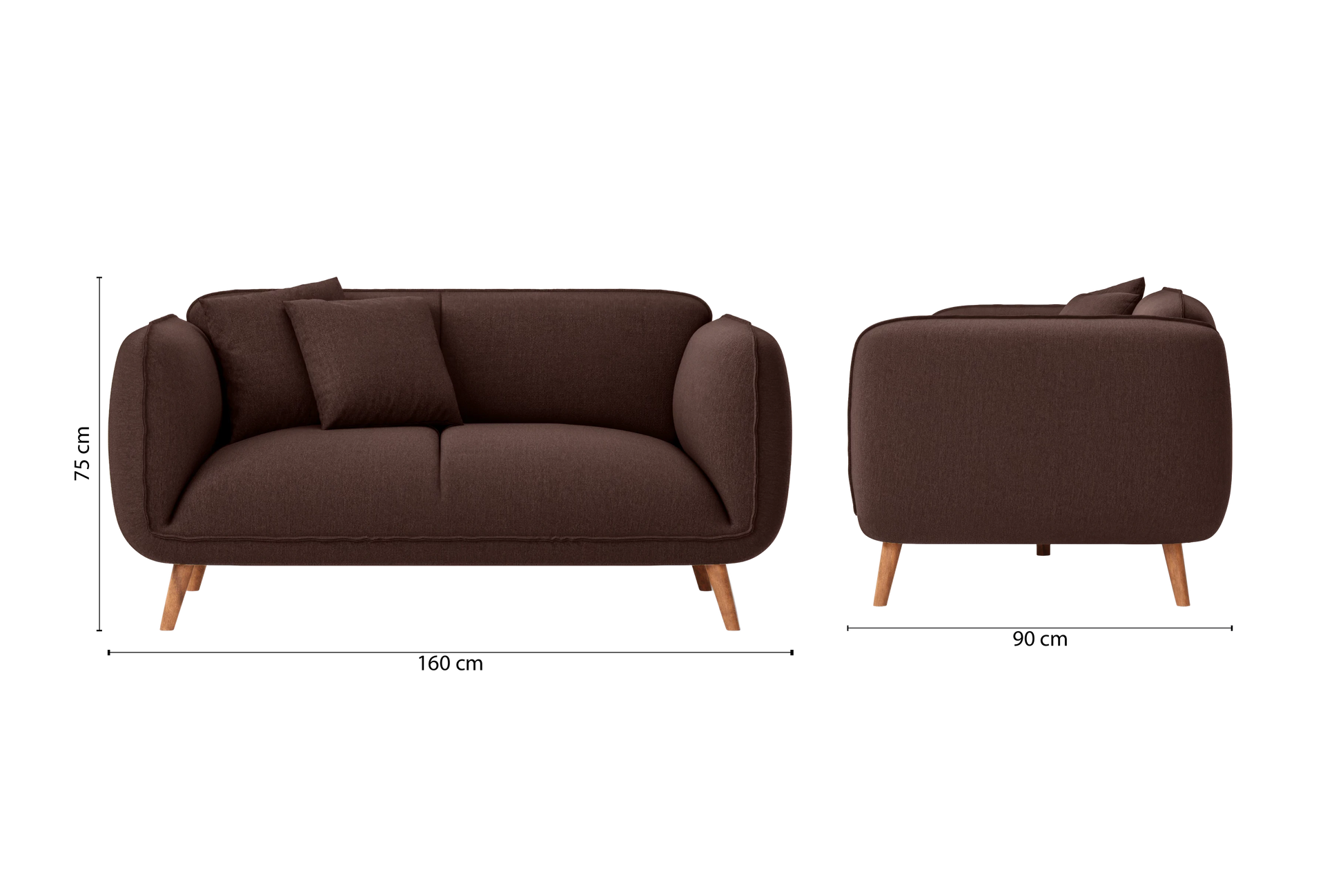 Pomezia 2 Seater Sofa Coffee Brown Linen Fabric