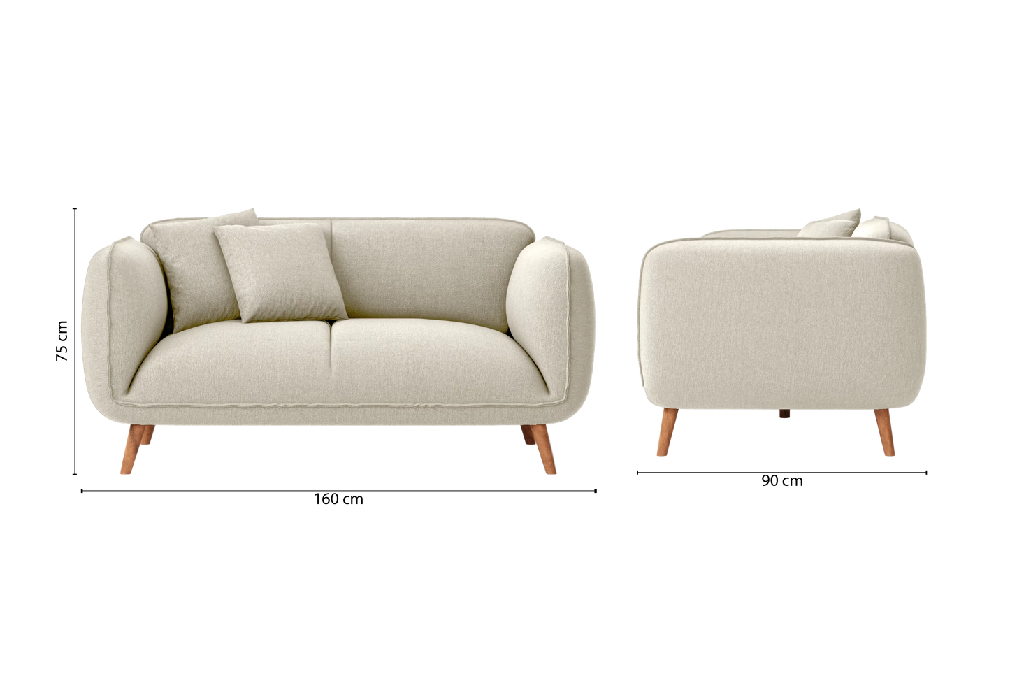 Pomezia 2 Seater Sofa Cream Linen Fabric