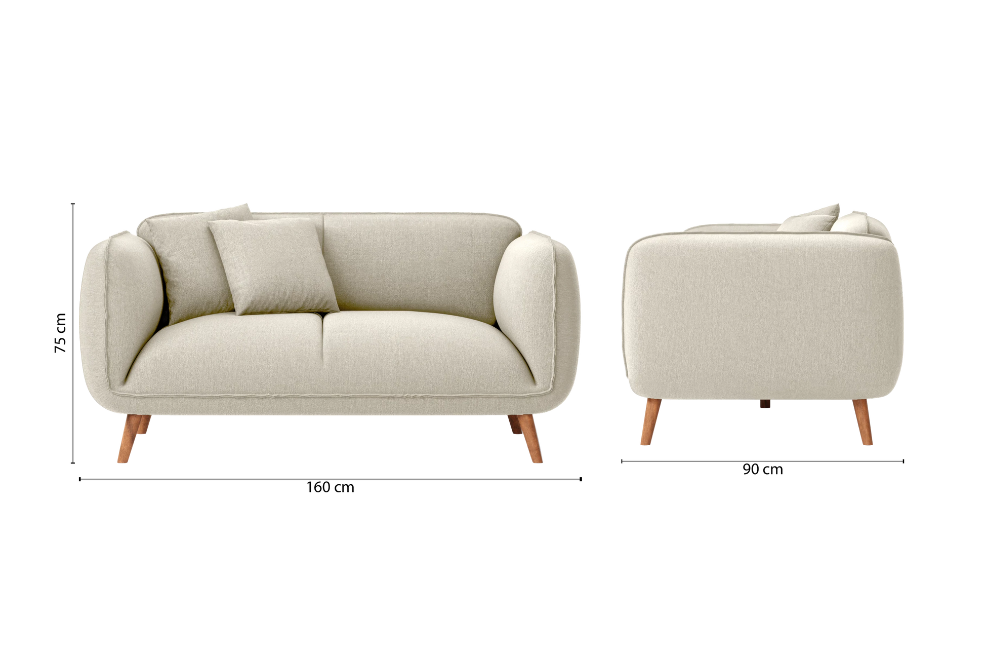 Pomezia 2 Seater Sofa Cream Linen Fabric