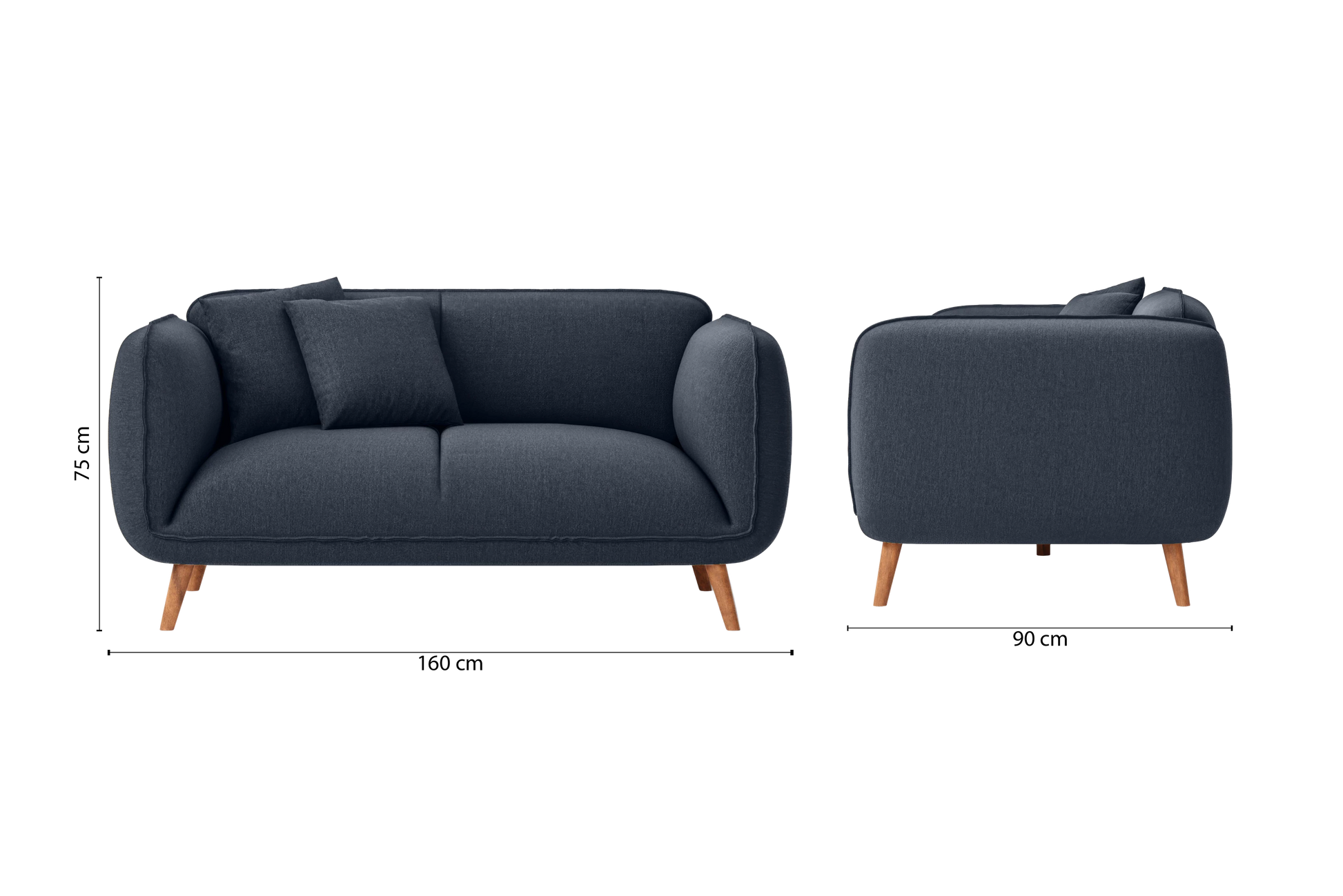 Pomezia 2 Seater Sofa Dark Blue Linen Fabric