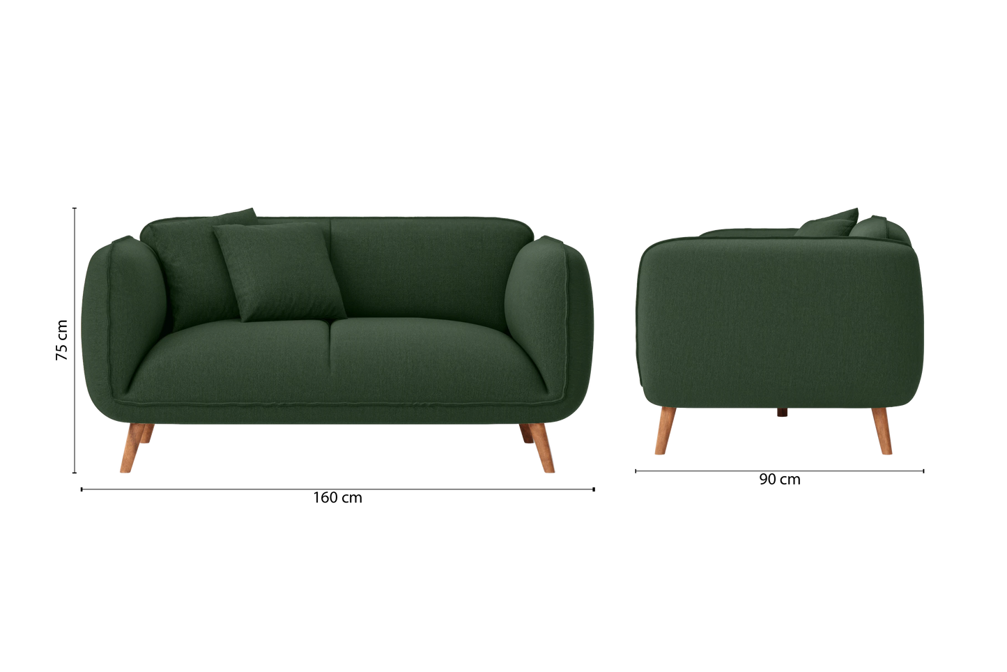 Pomezia 2 Seater Sofa Forest Green Linen Fabric