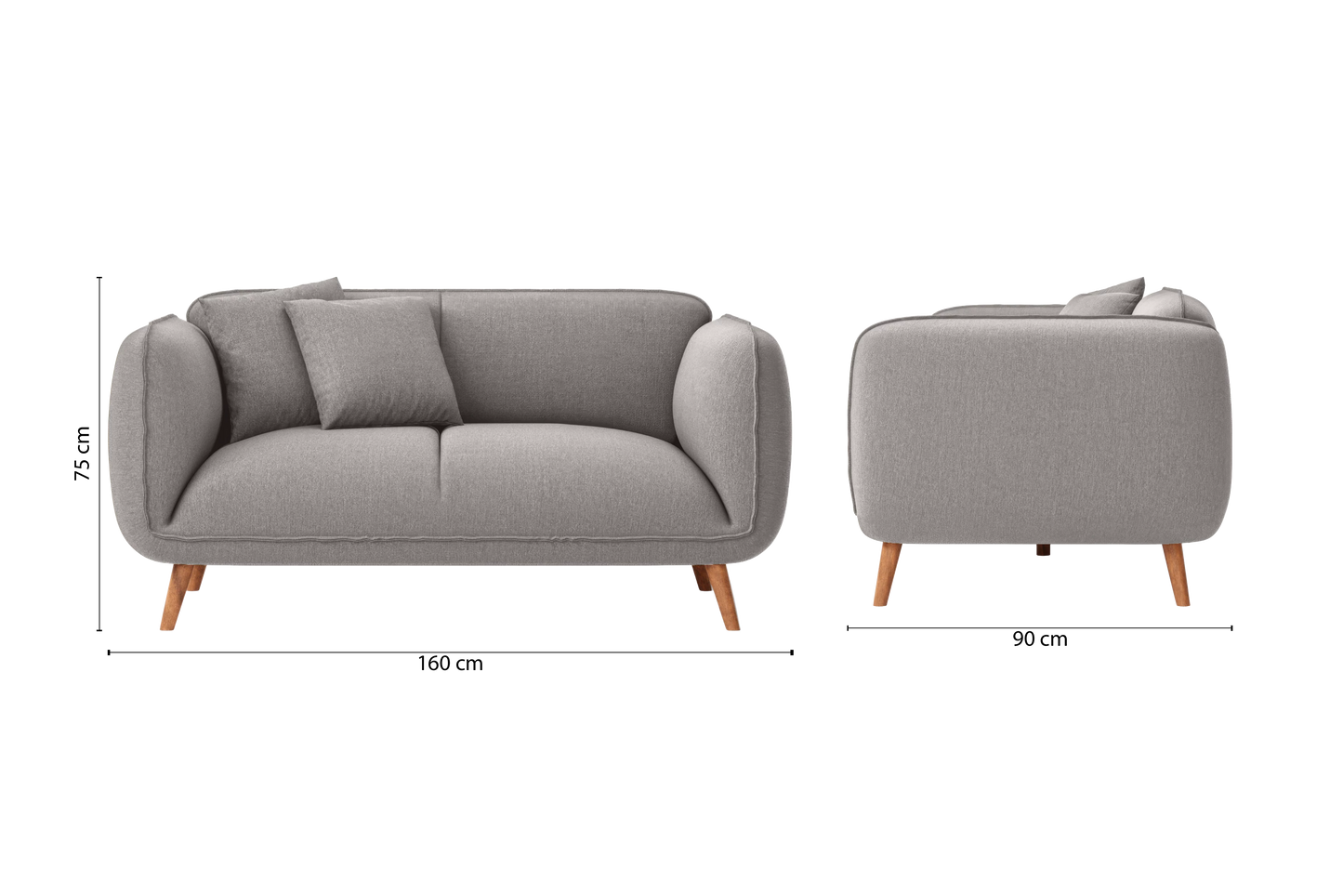 Pomezia 2 Seater Sofa Grey Linen Fabric