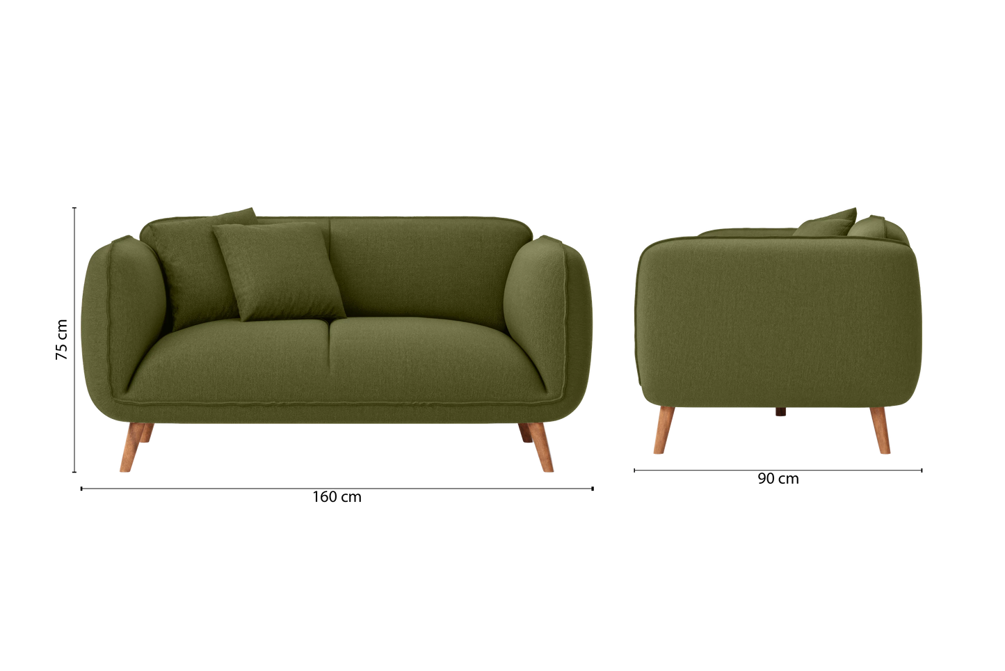 Pomezia 2 Seater Sofa Olive Linen Fabric