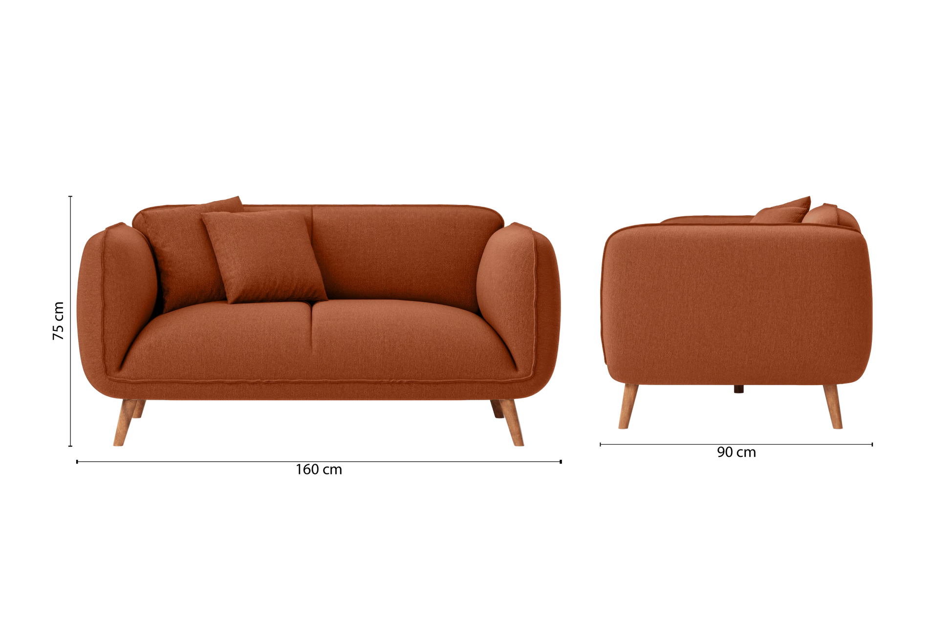 Pomezia 2 Seater Sofa Orange Linen Fabric