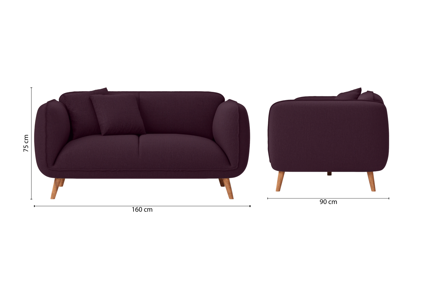 Pomezia 2 Seater Sofa Purple Linen Fabric