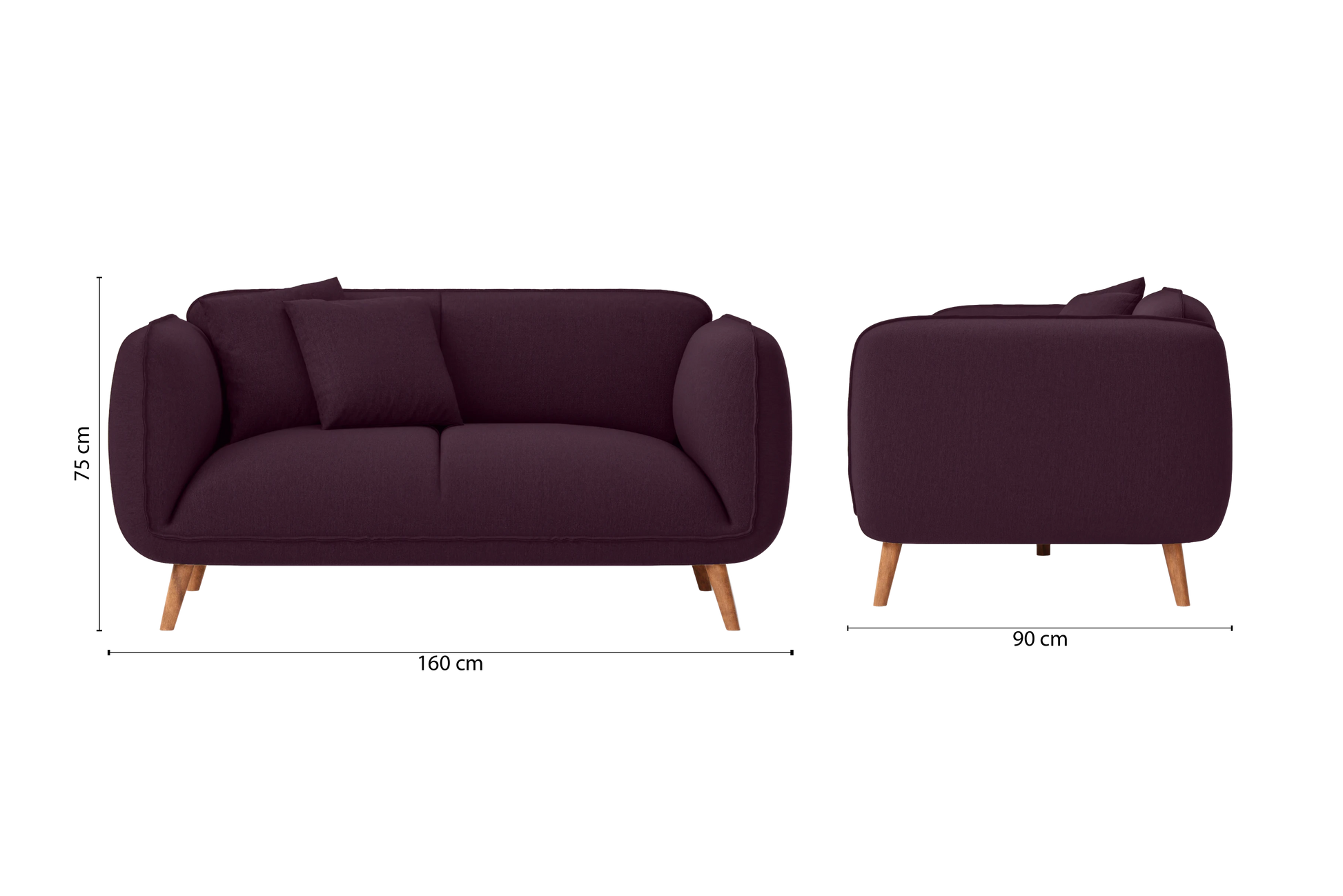 Pomezia 2 Seater Sofa Purple Linen Fabric