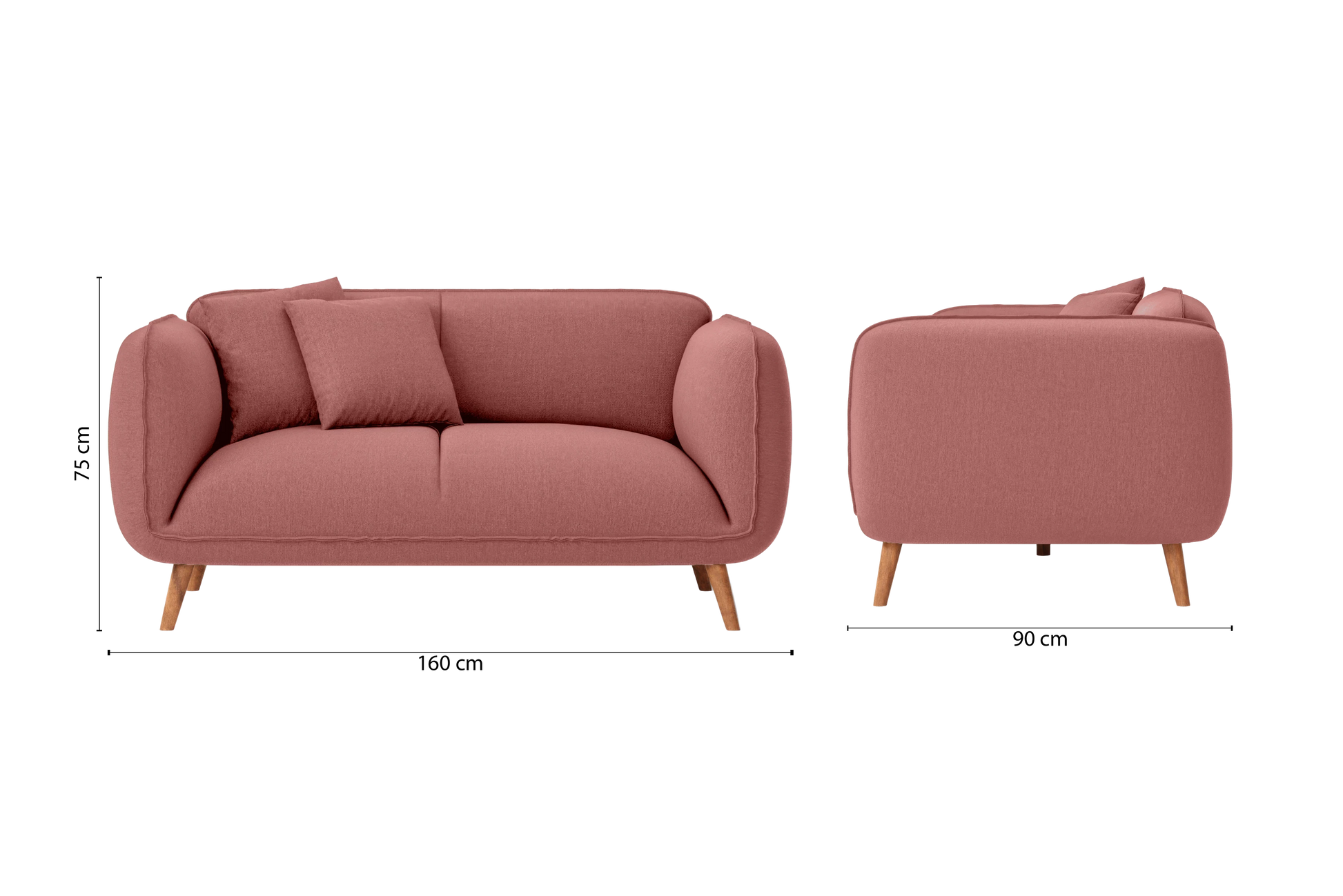 Pomezia 2 Seater Sofa Rose Pink Linen Fabric