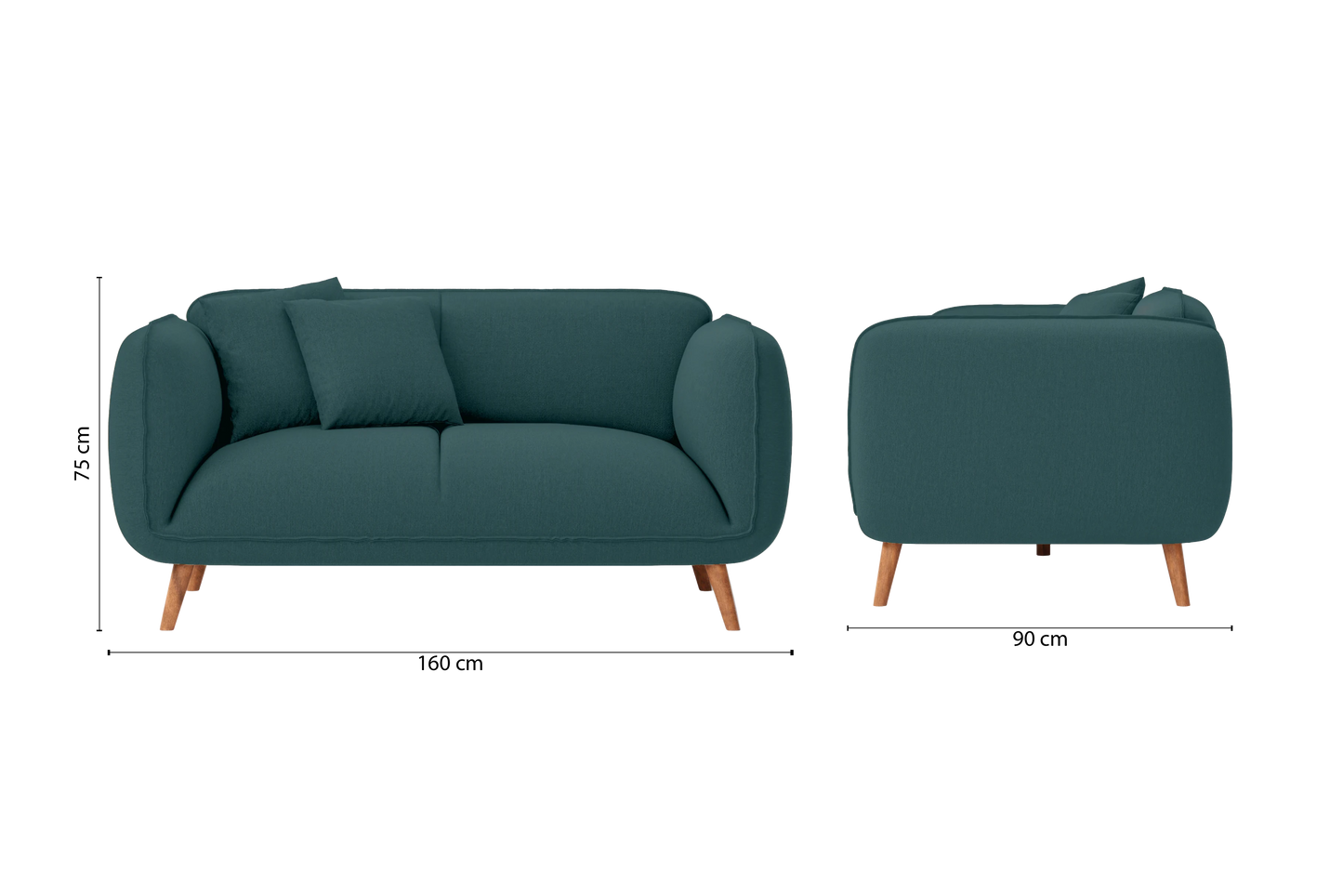 Pomezia 2 Seater Sofa Teal Linen Fabric