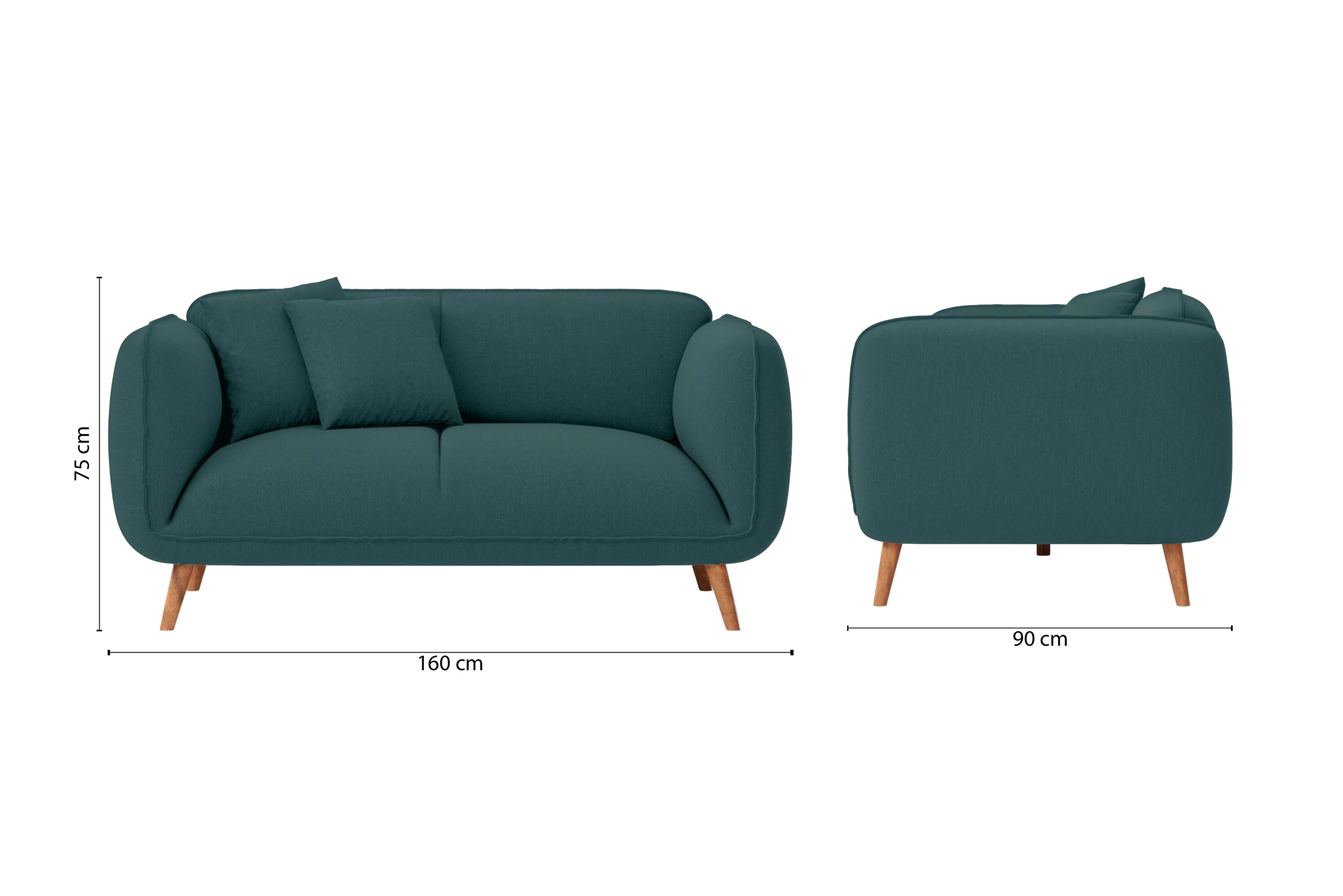 Pomezia 2 Seater Sofa Teal Linen Fabric