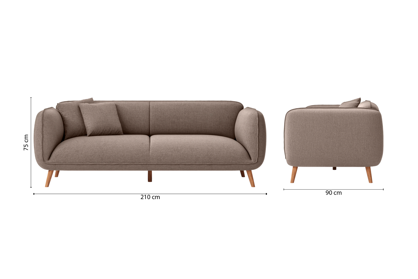 Pomezia 3 Seater Sofa Caramel Linen Fabric