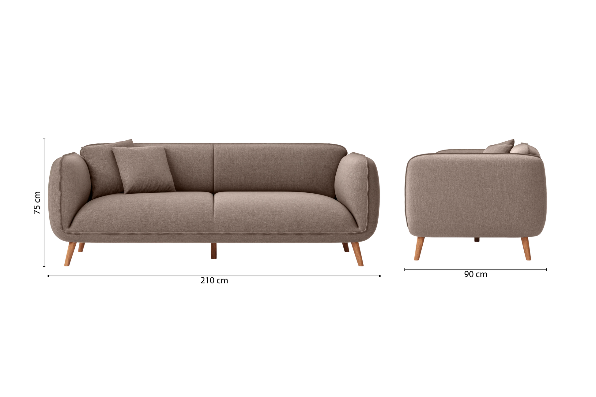 Pomezia 3 Seater Sofa Caramel Linen Fabric