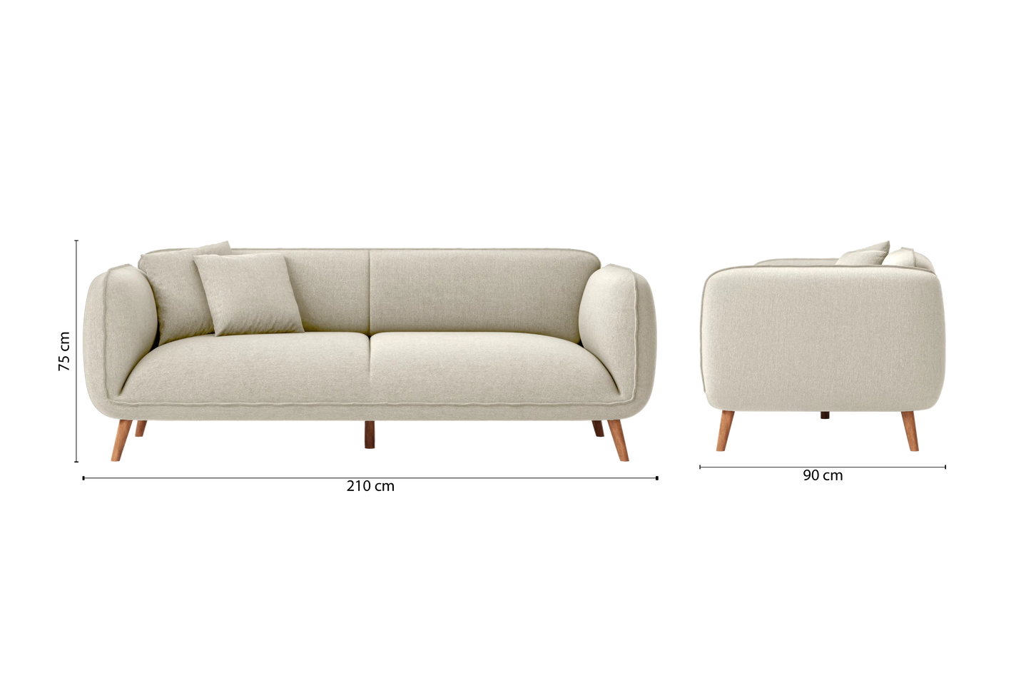 Pomezia 3 Seater Sofa Cream Linen Fabric