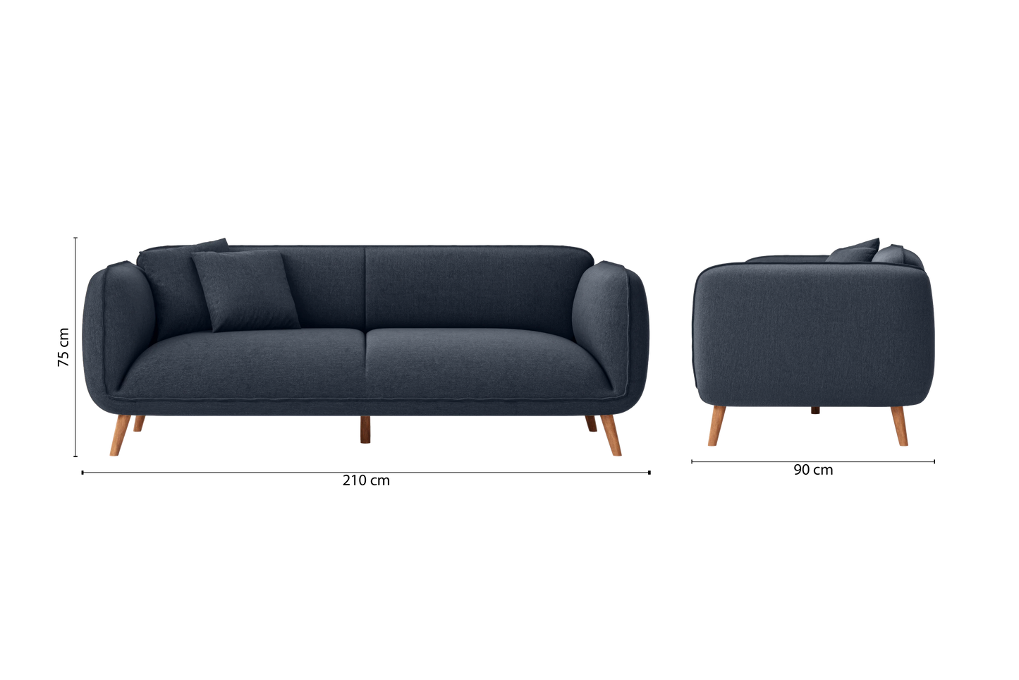 Pomezia 3 Seater Sofa Dark Blue Linen Fabric