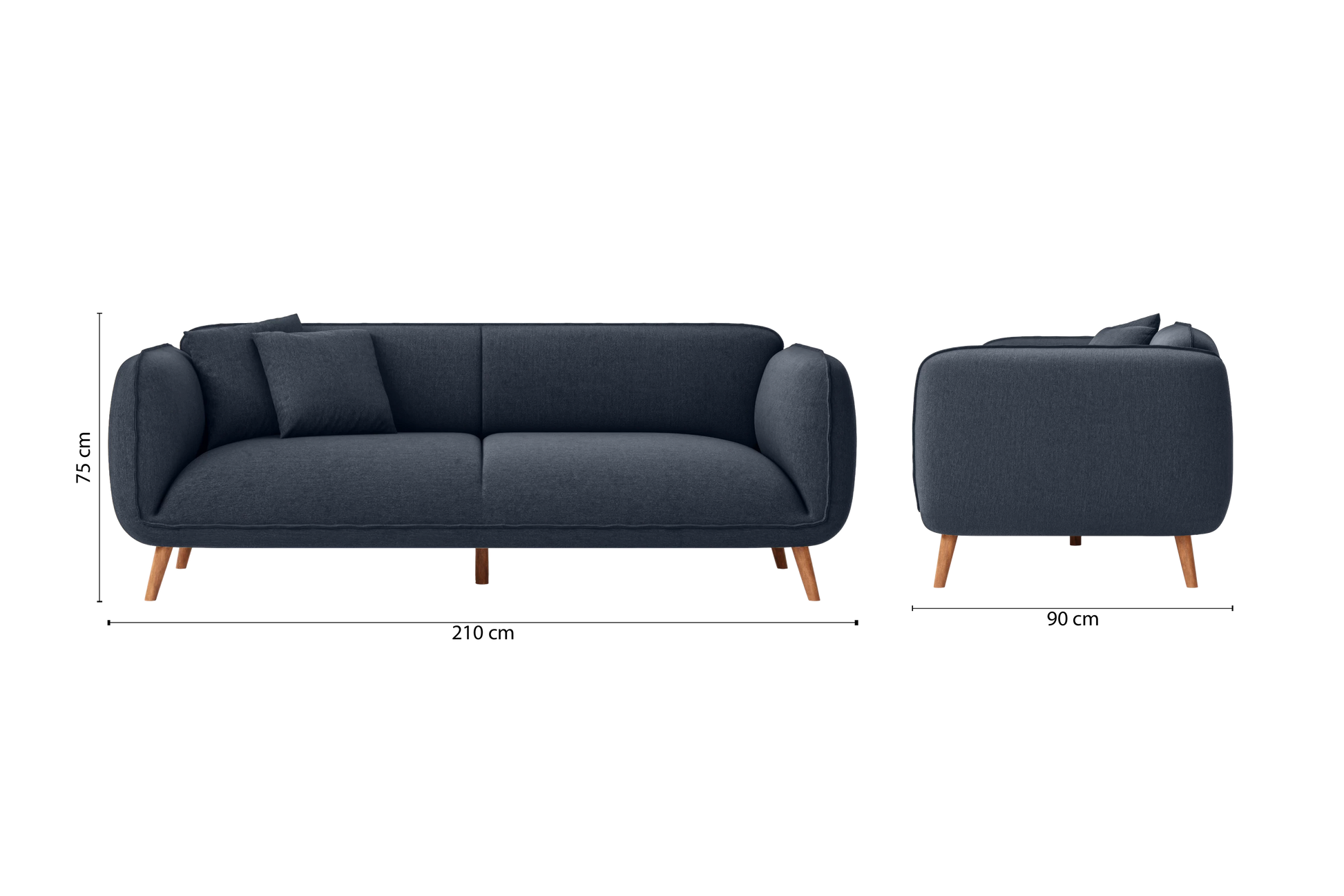 Pomezia 3 Seater Sofa Dark Blue Linen Fabric