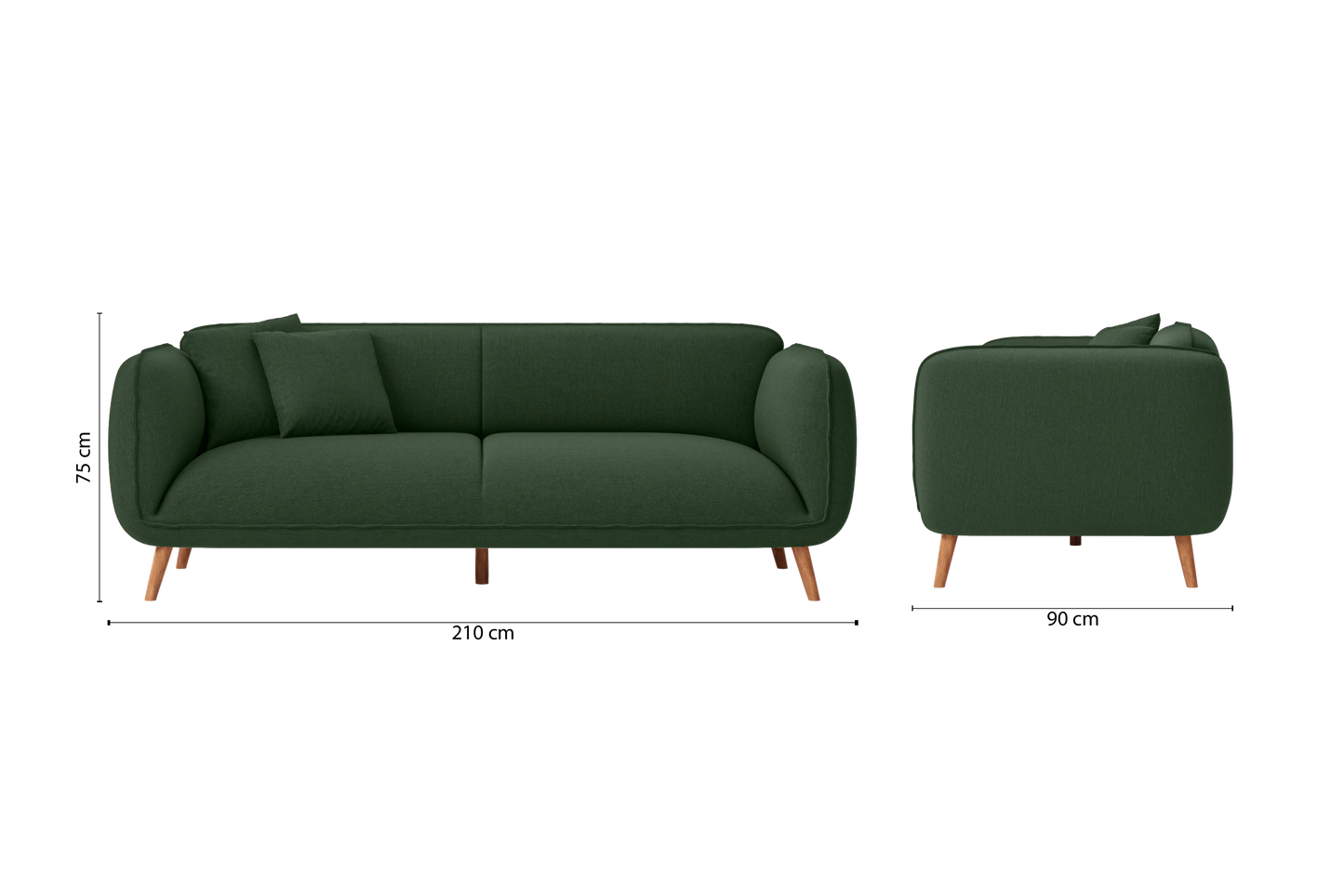 Pomezia 3 Seater Sofa Forest Green Linen Fabric