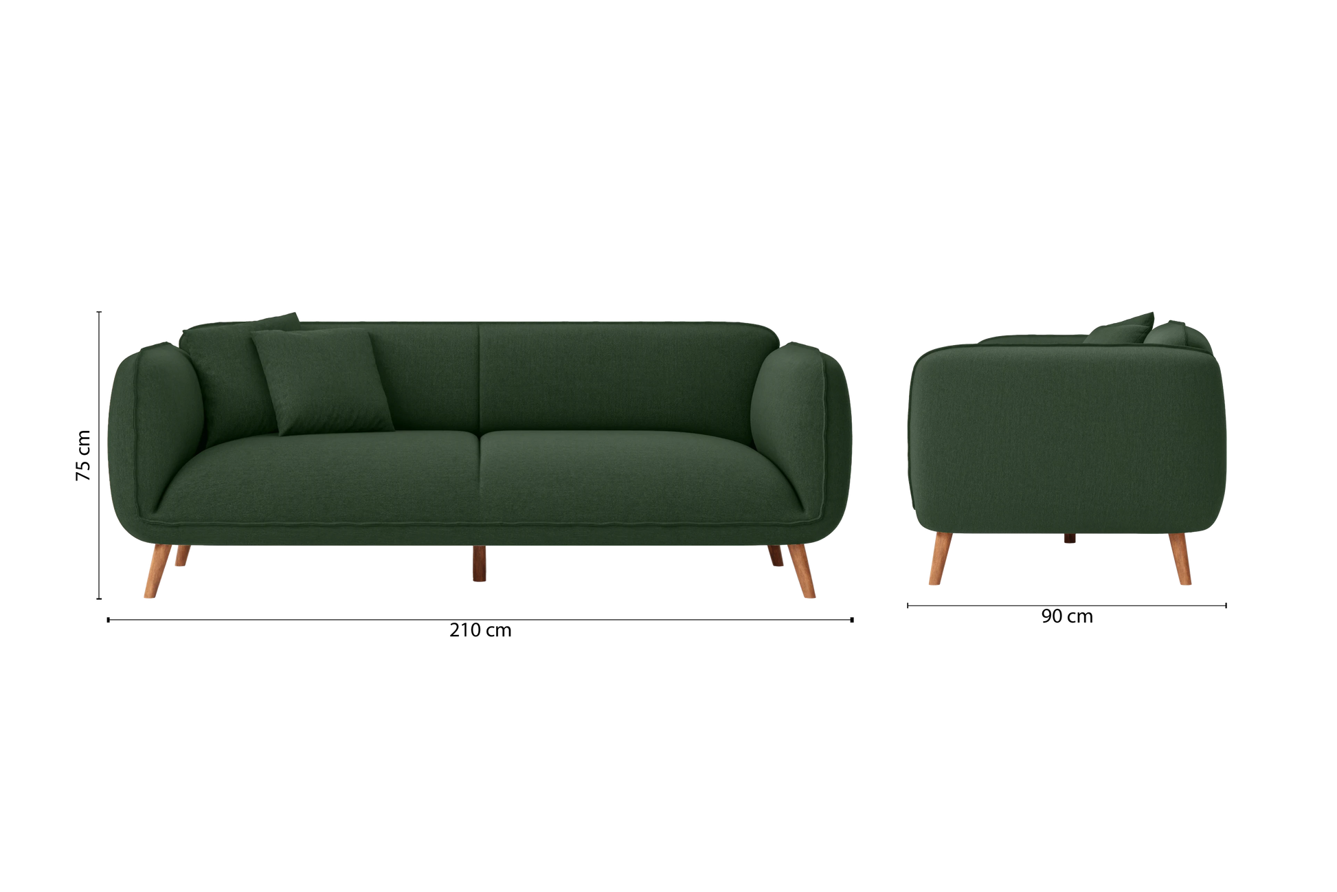 Pomezia 3 Seater Sofa Forest Green Linen Fabric