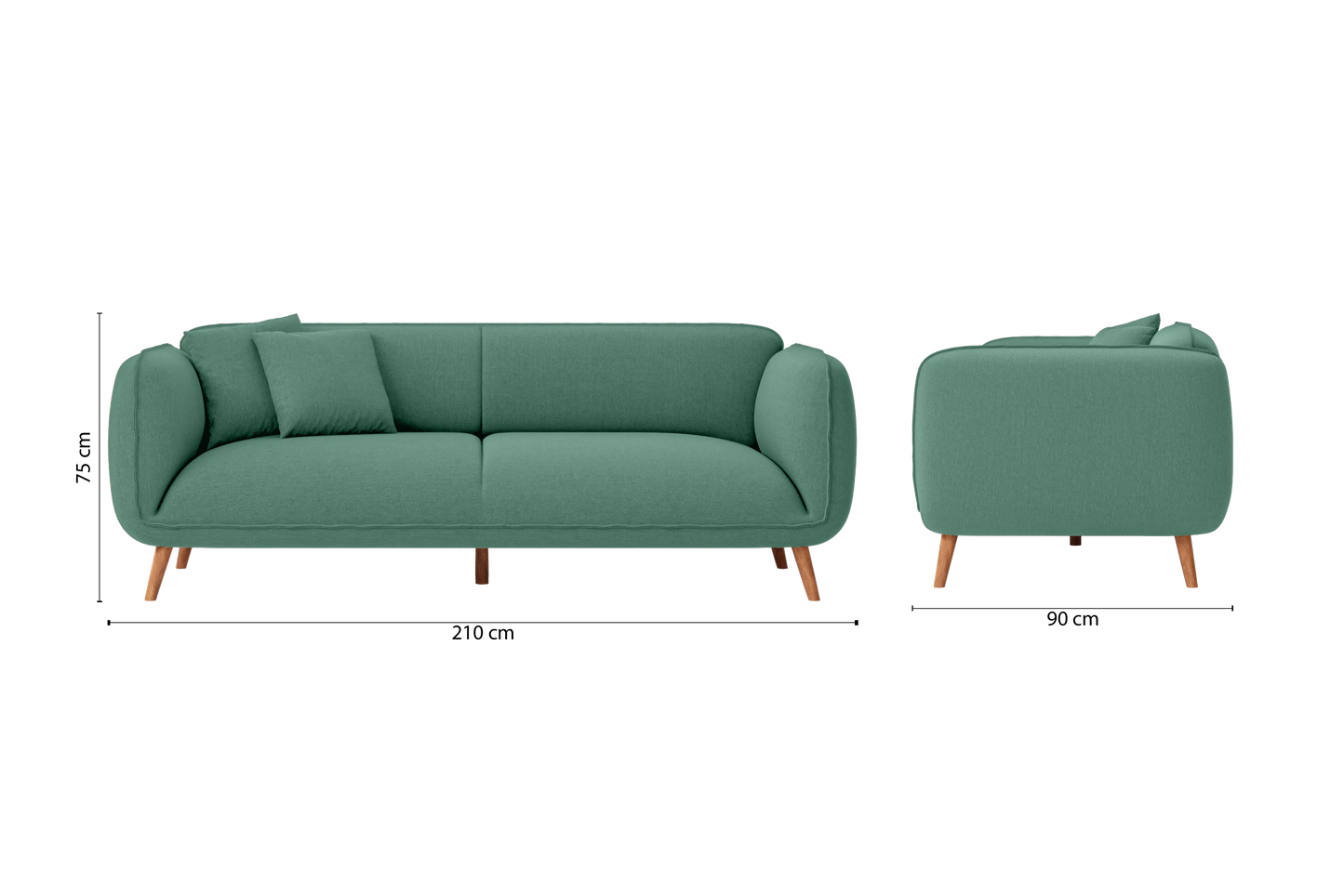 Pomezia 3 Seater Sofa Mint Green Linen Fabric