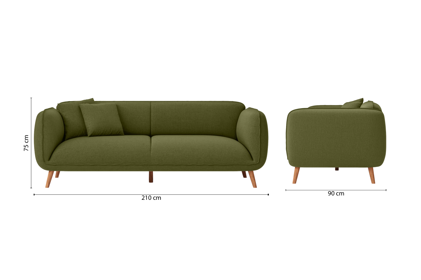 Pomezia 3 Seater Sofa Olive Linen Fabric