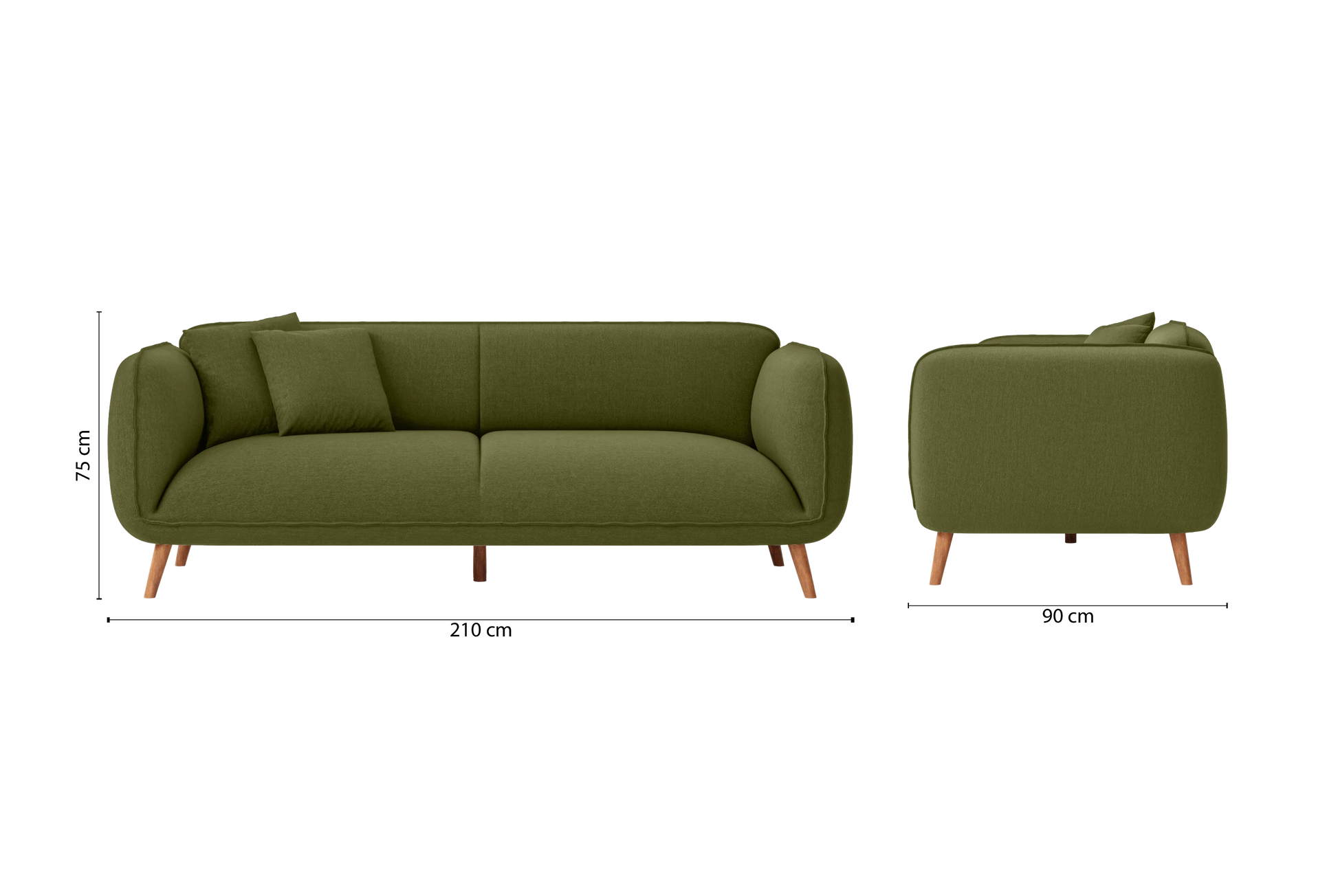 Pomezia 3 Seater Sofa Olive Linen Fabric