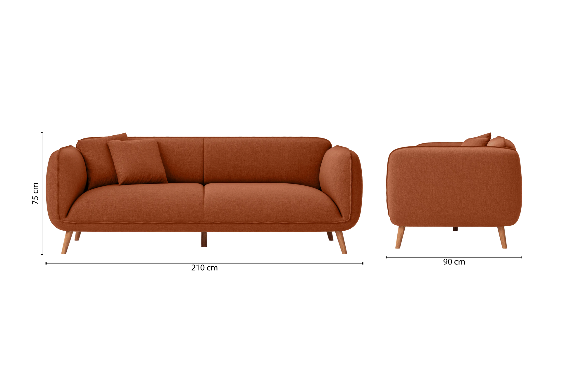 Pomezia 3 Seater Sofa Orange Linen Fabric