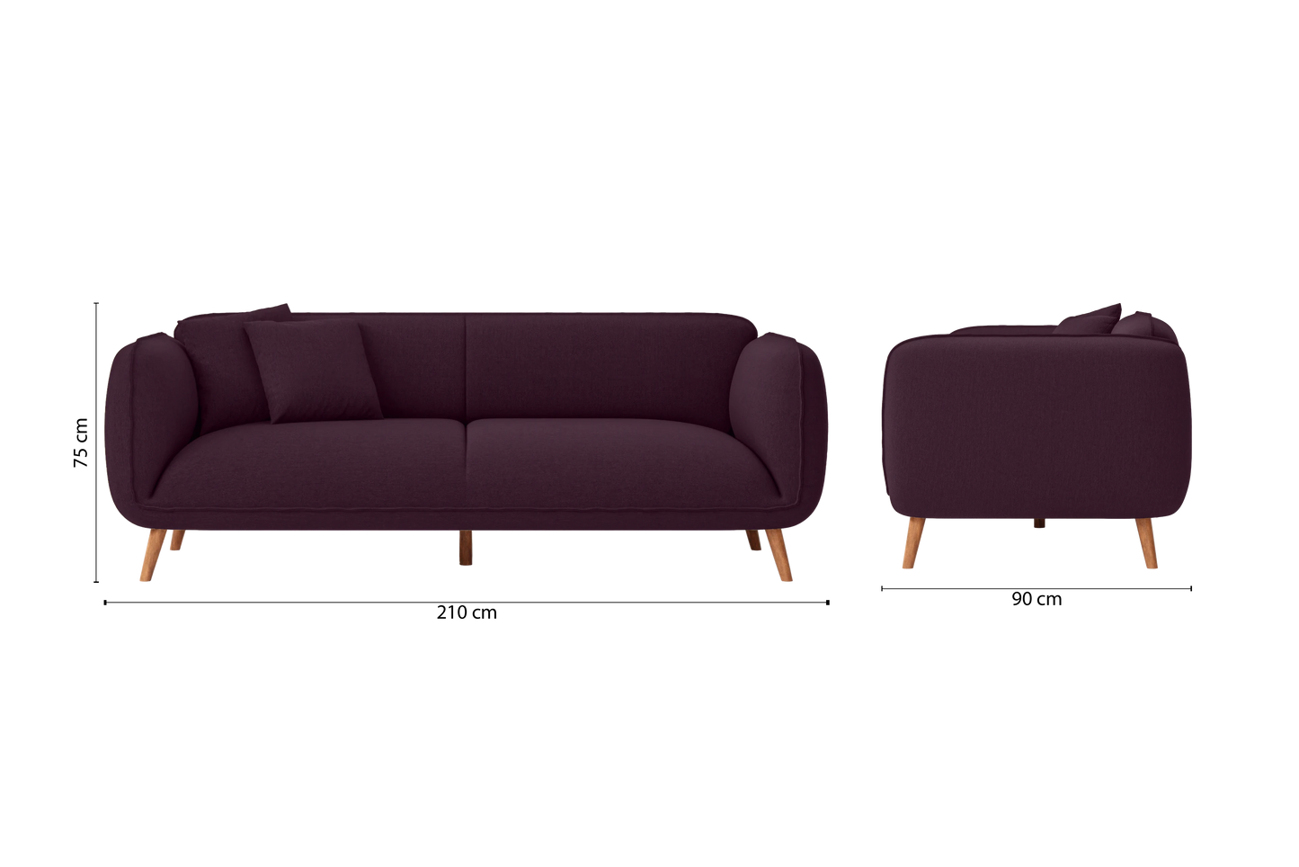 Pomezia 3 Seater Sofa Purple Linen Fabric