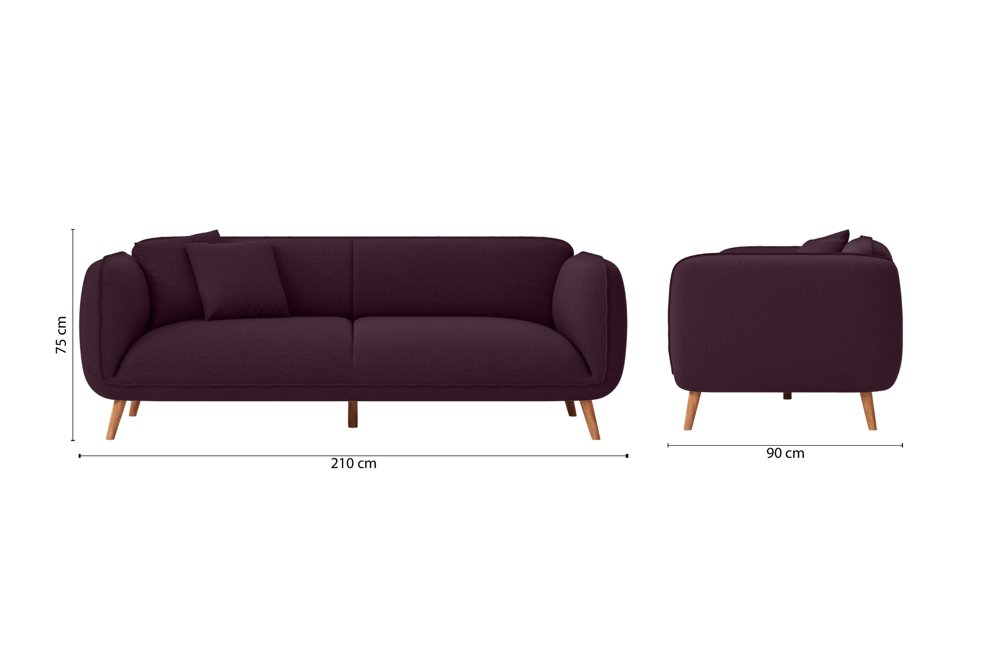 Pomezia 3 Seater Sofa Purple Linen Fabric