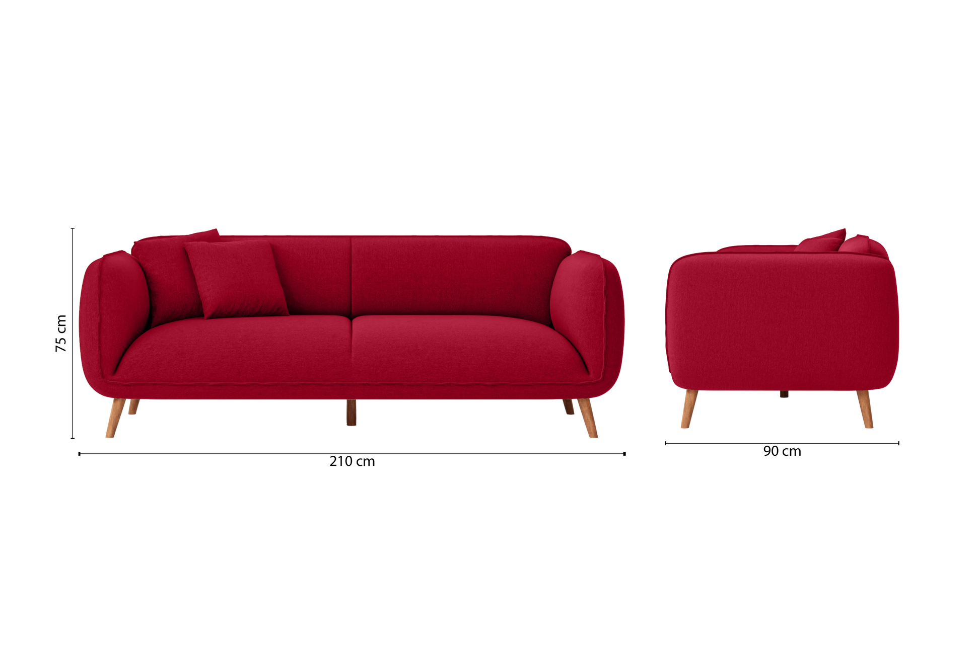 Pomezia 3 Seater Sofa Red Linen Fabric