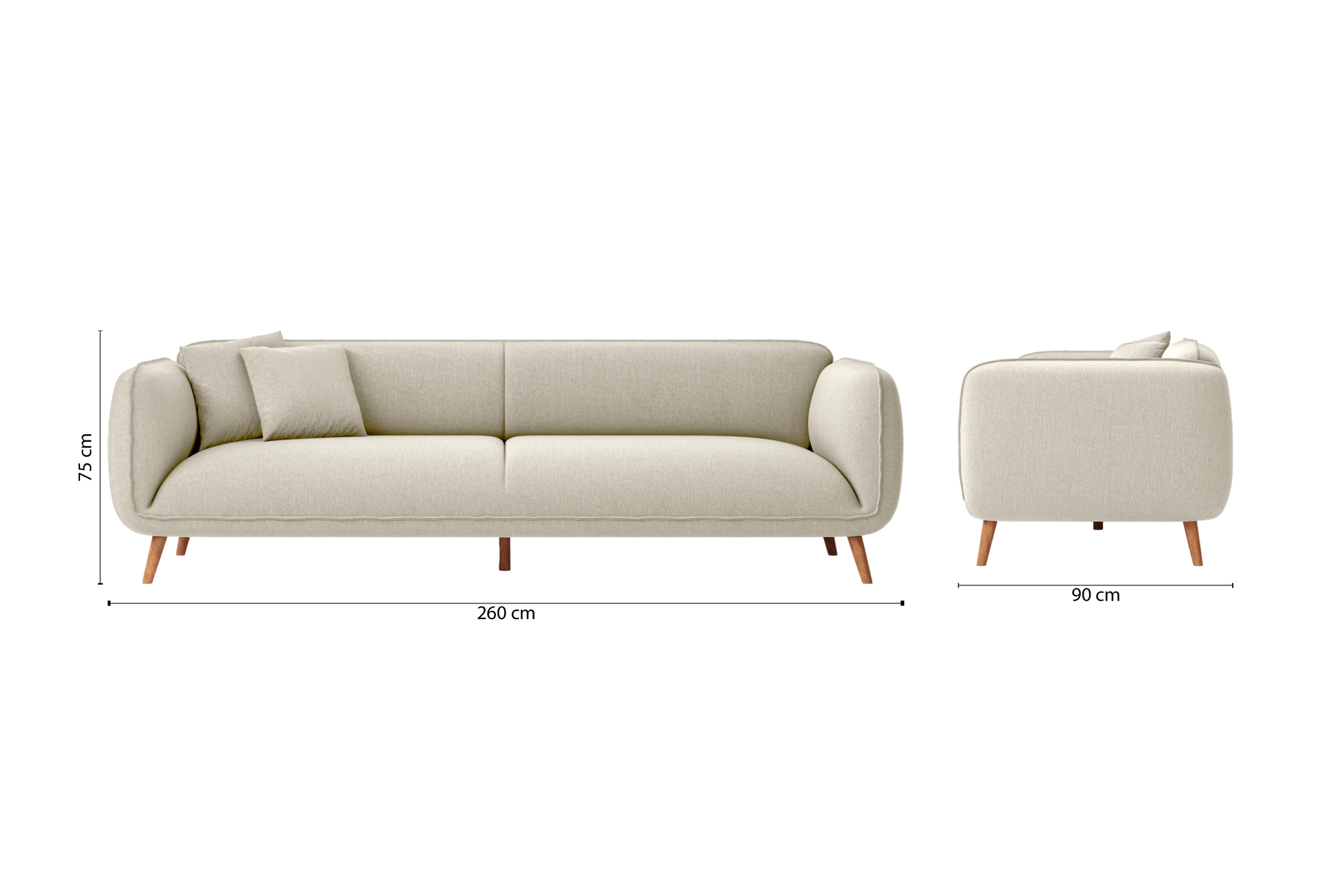 Pomezia 4 Seater Sofa Cream Linen Fabric