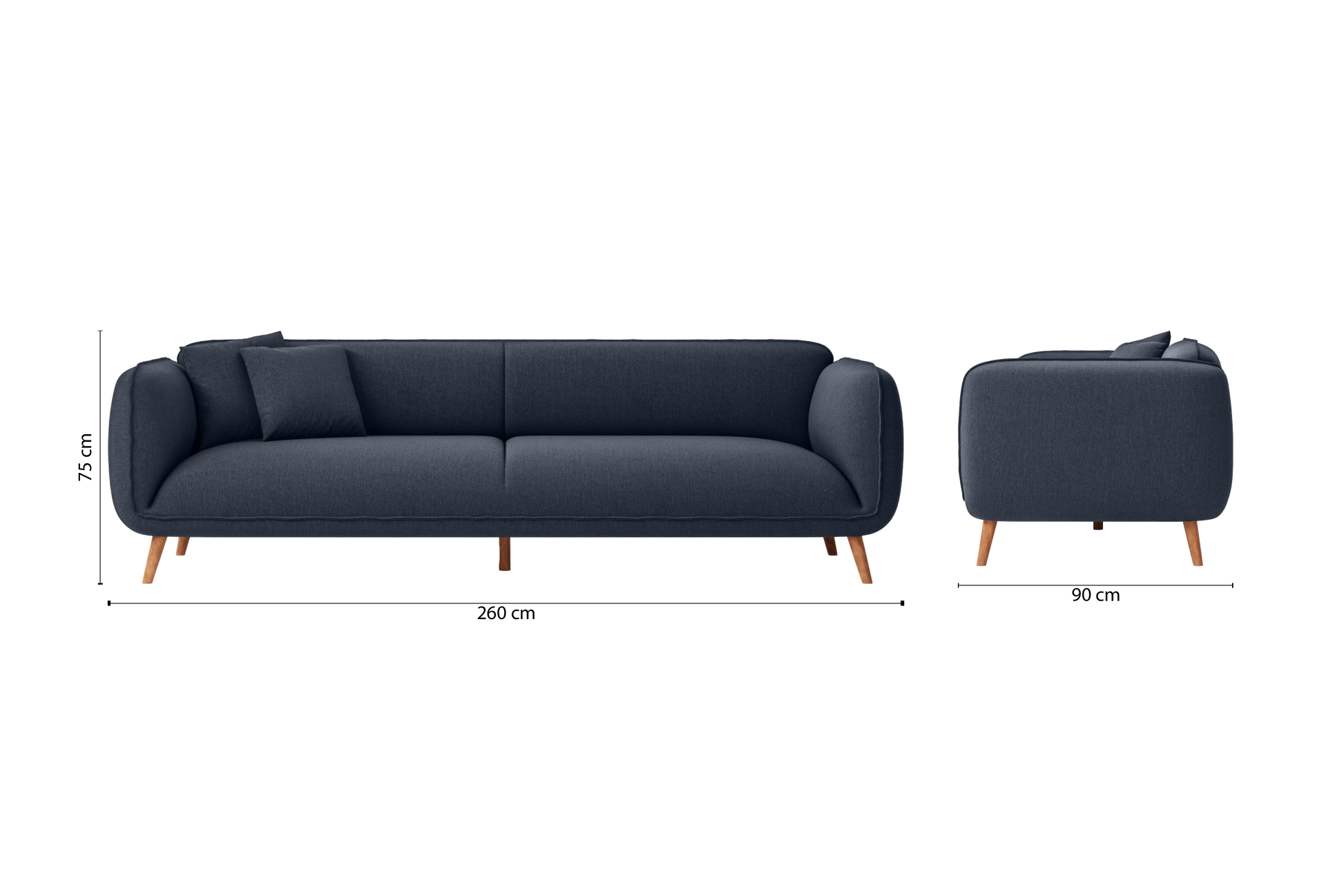 Pomezia 4 Seater Sofa Dark Blue Linen Fabric