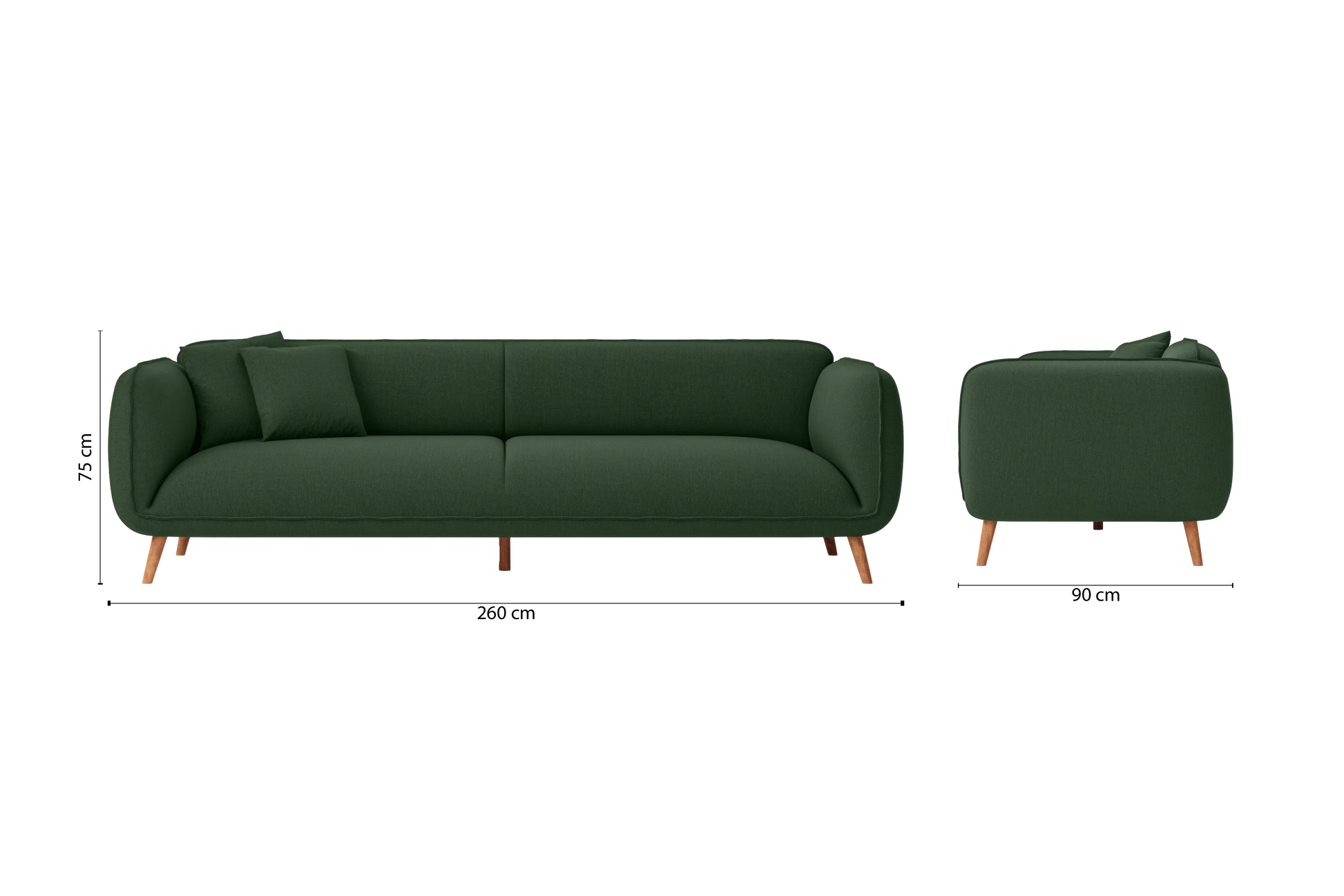 Pomezia 4 Seater Sofa Forest Green Linen Fabric