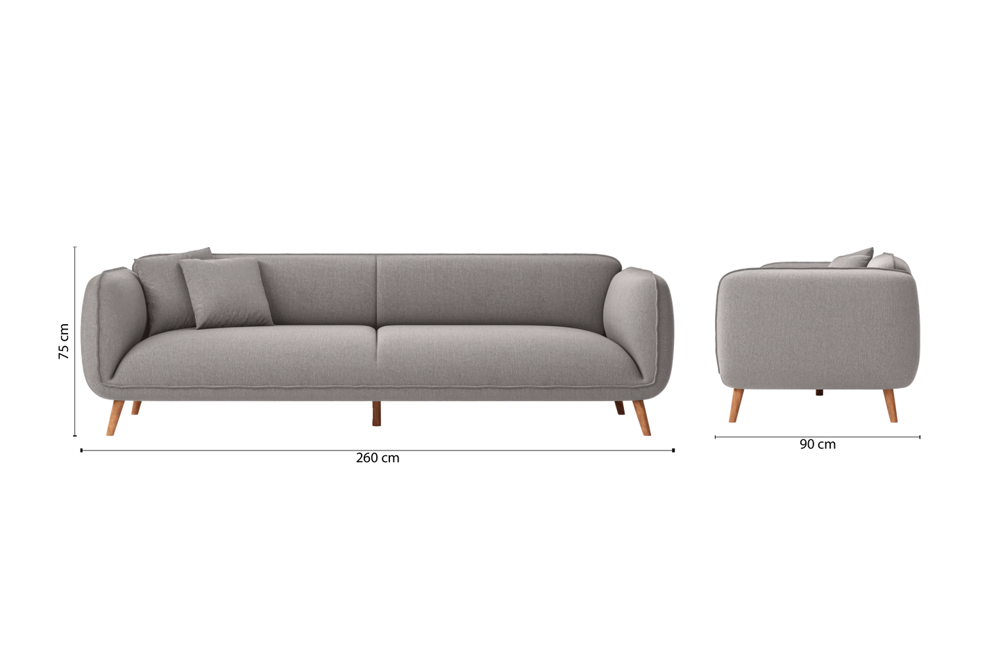 Pomezia 4 Seater Sofa Grey Linen Fabric