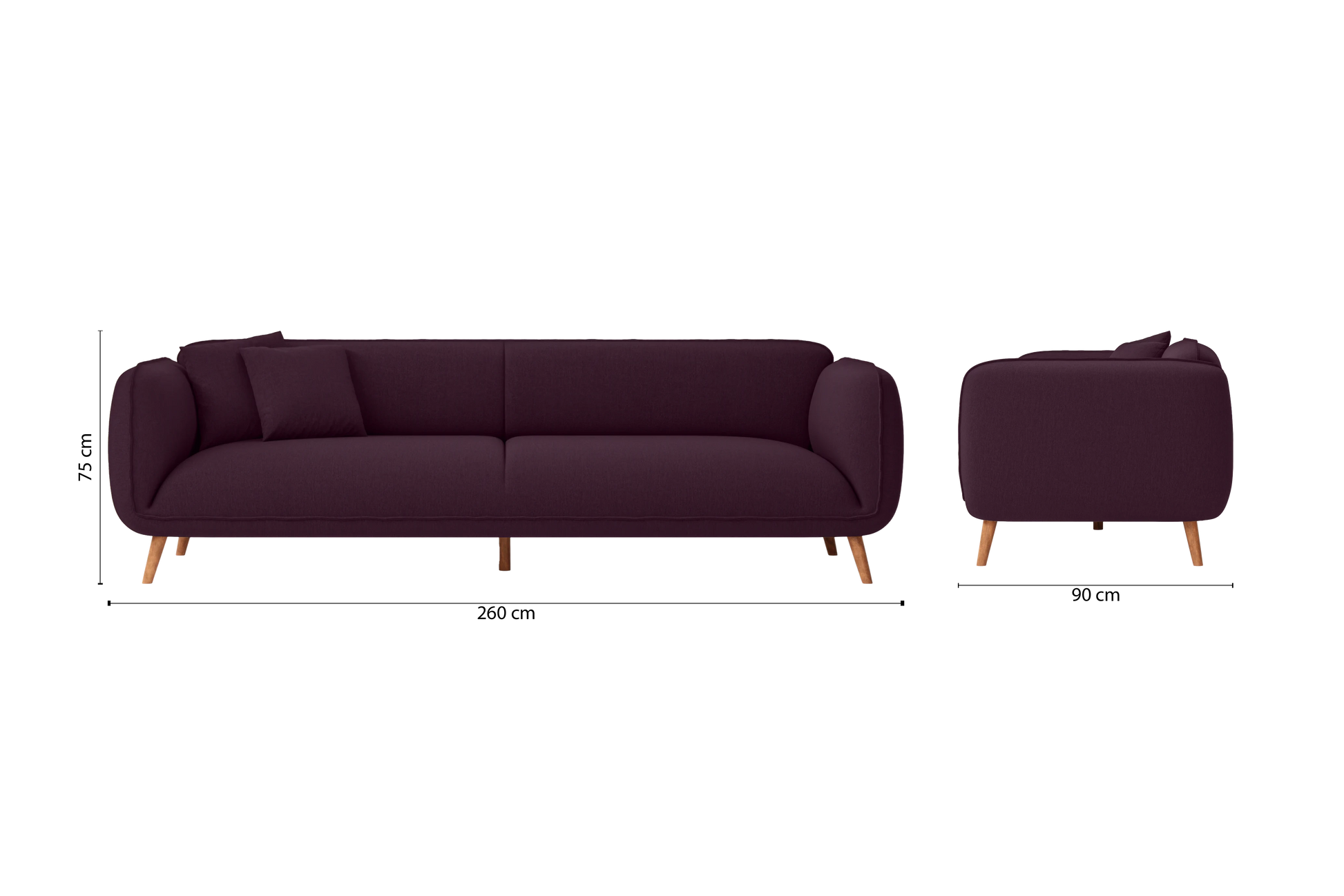 Pomezia 4 Seater Sofa Purple Linen Fabric