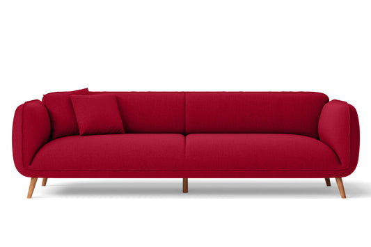 Pomezia 4 Seater Sofa Red Linen Fabric