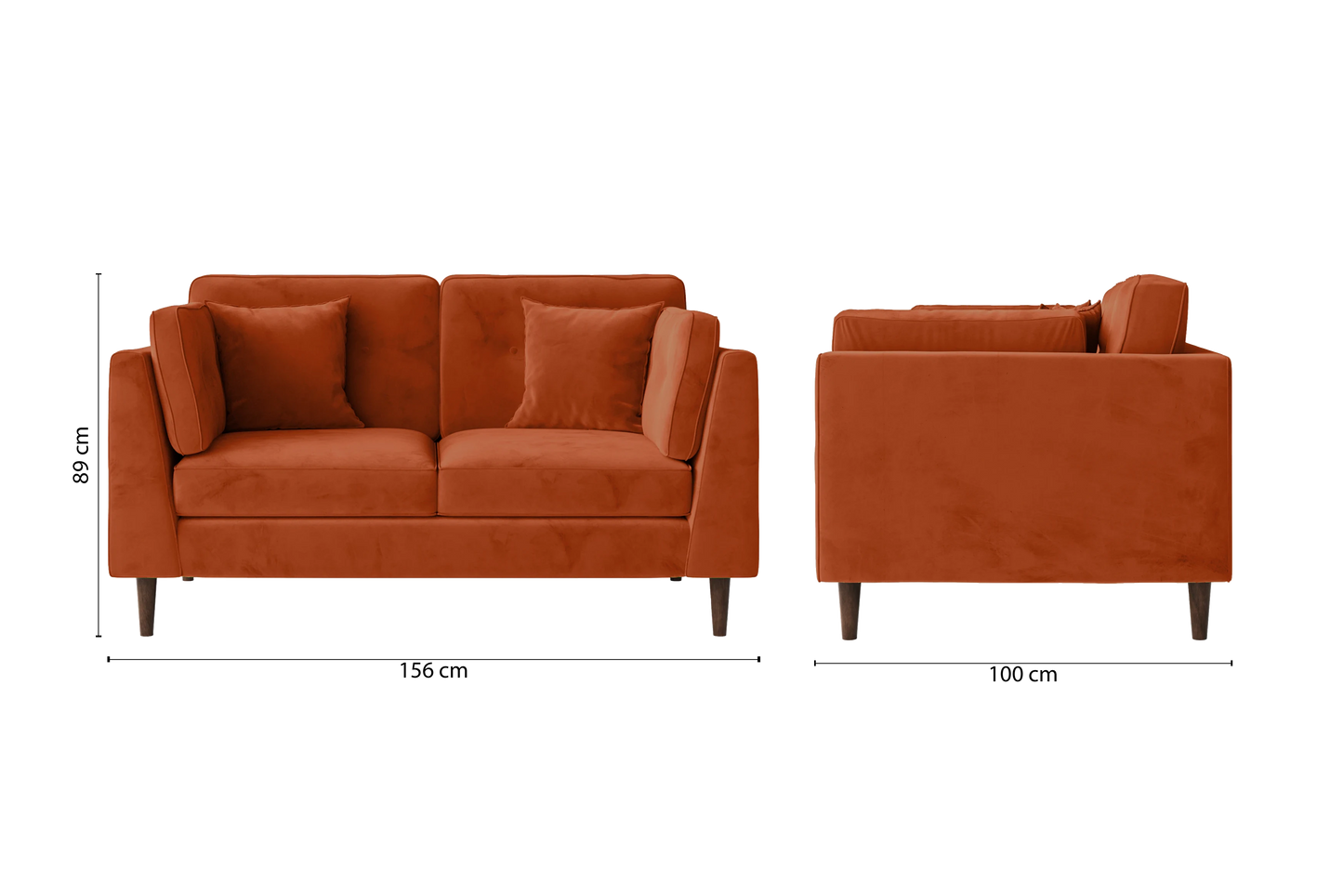 Ragusa 2 Seater Sofa Orange Velvet