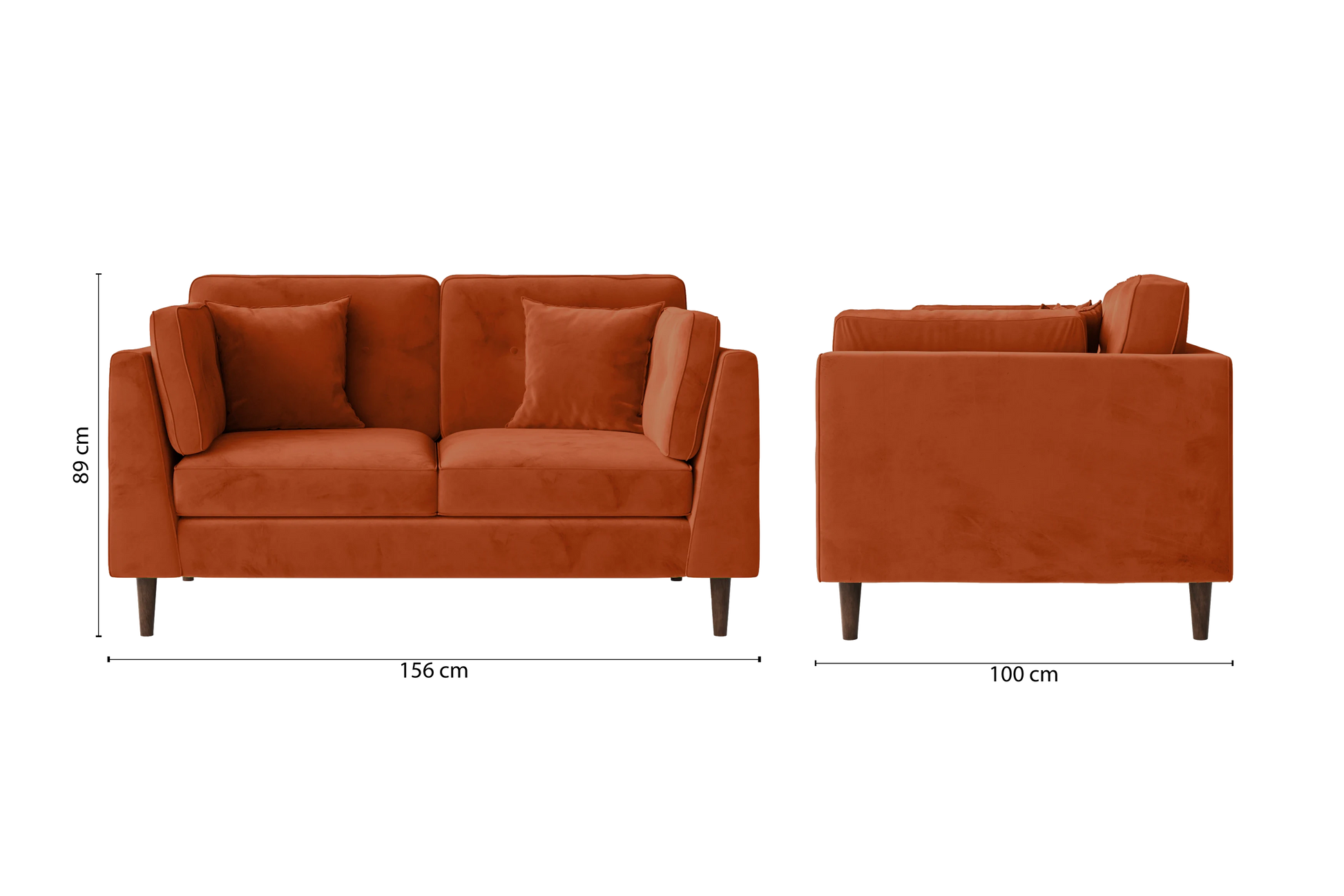 Ragusa 2 Seater Sofa Orange Velvet