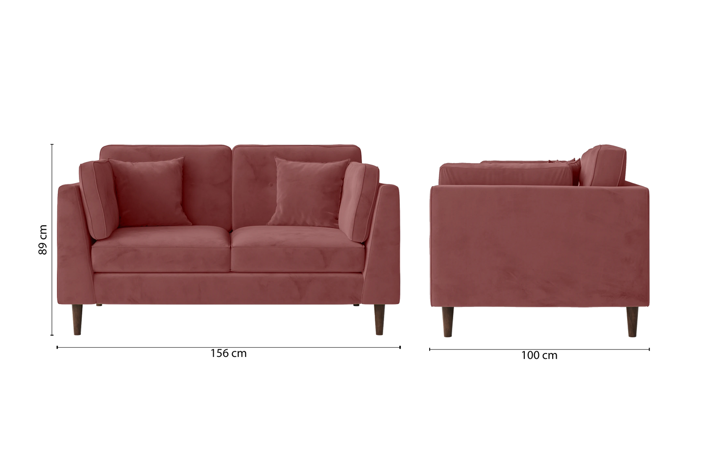 Ragusa 2 Seater Sofa Pink Velvet