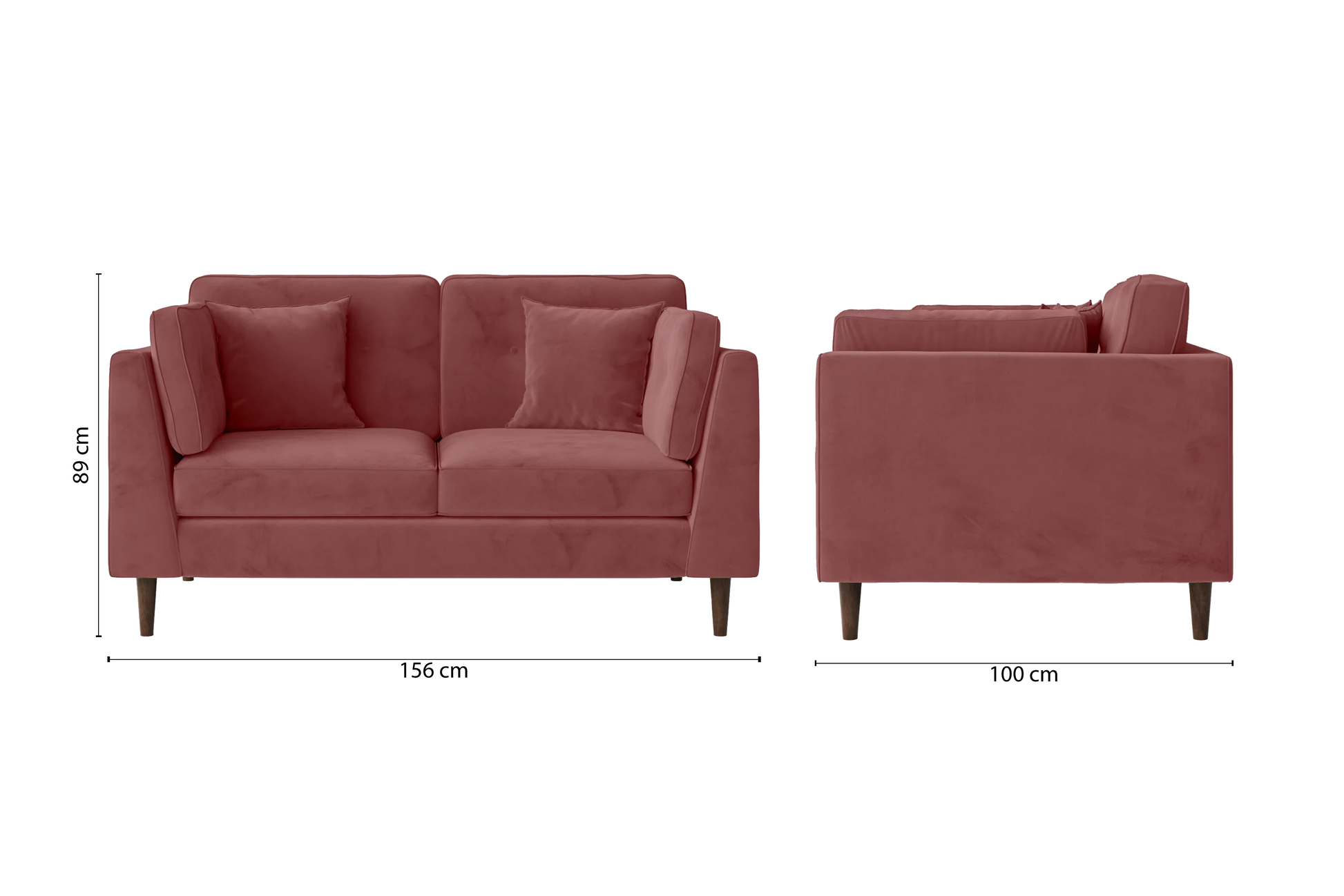 Ragusa 2 Seater Sofa Pink Velvet