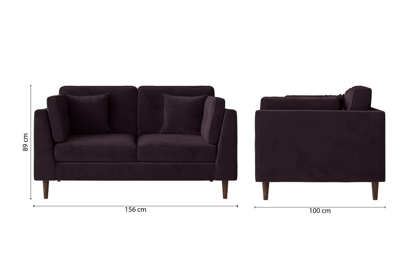 Ragusa 2 Seater Sofa Purple Velvet