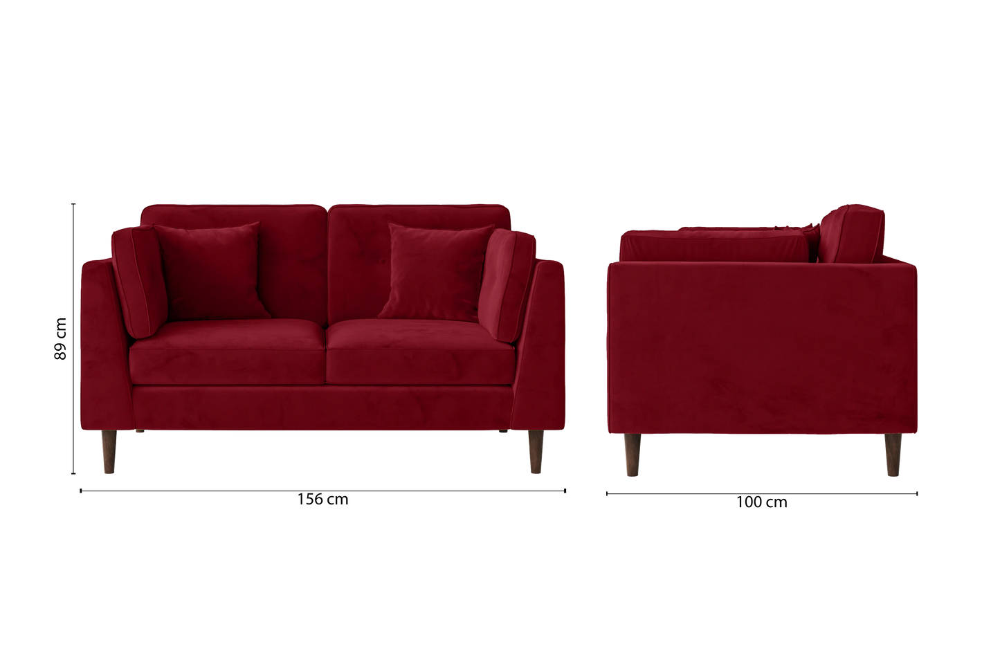 Ragusa 2 Seater Sofa Red Velvet